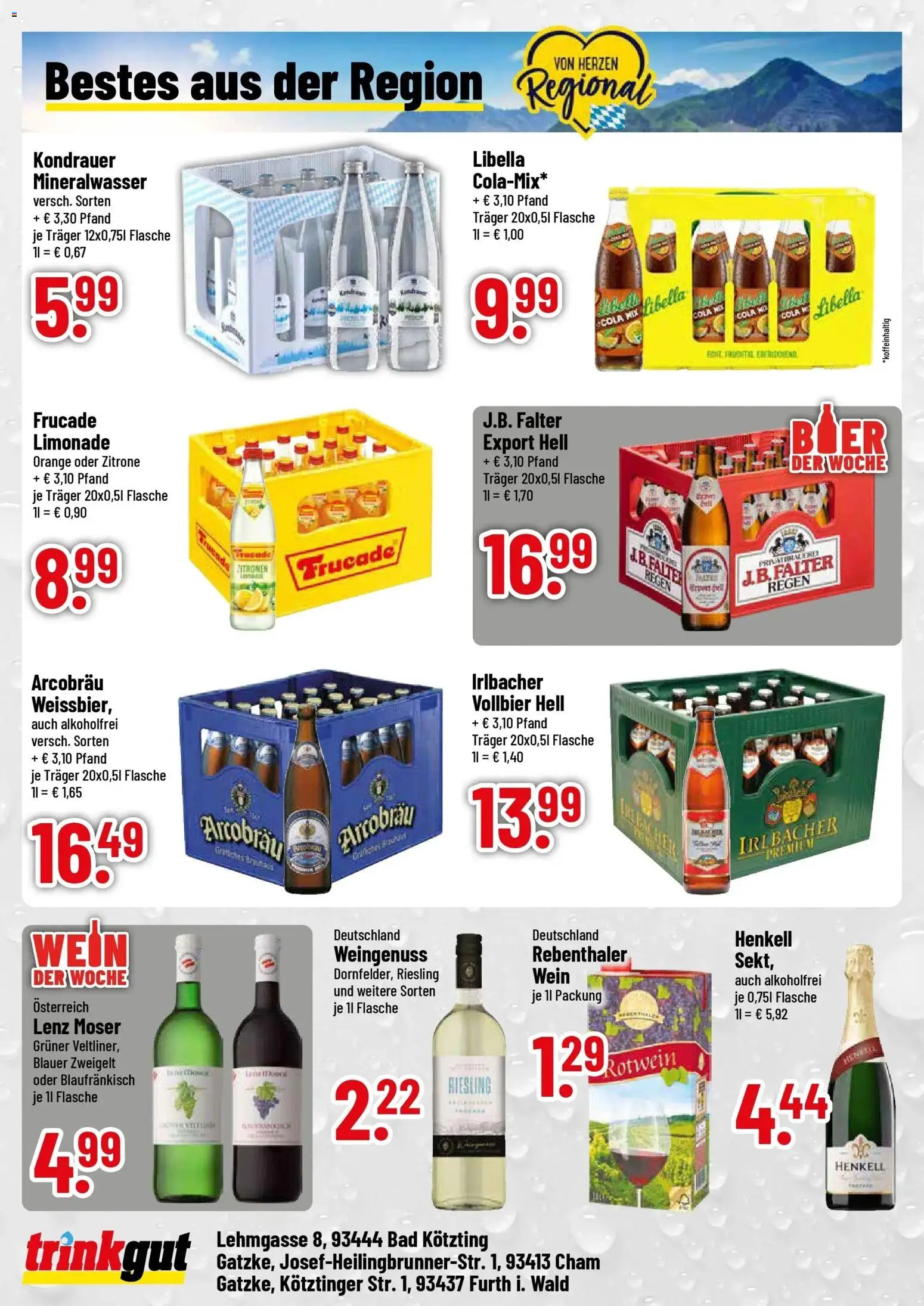 Trinkgut Prospekt Cham (ab 07.09.2026) » Angebote online | Seite: 4 | Produkte: Bad, Limonade, Mineralwasser, Wein
