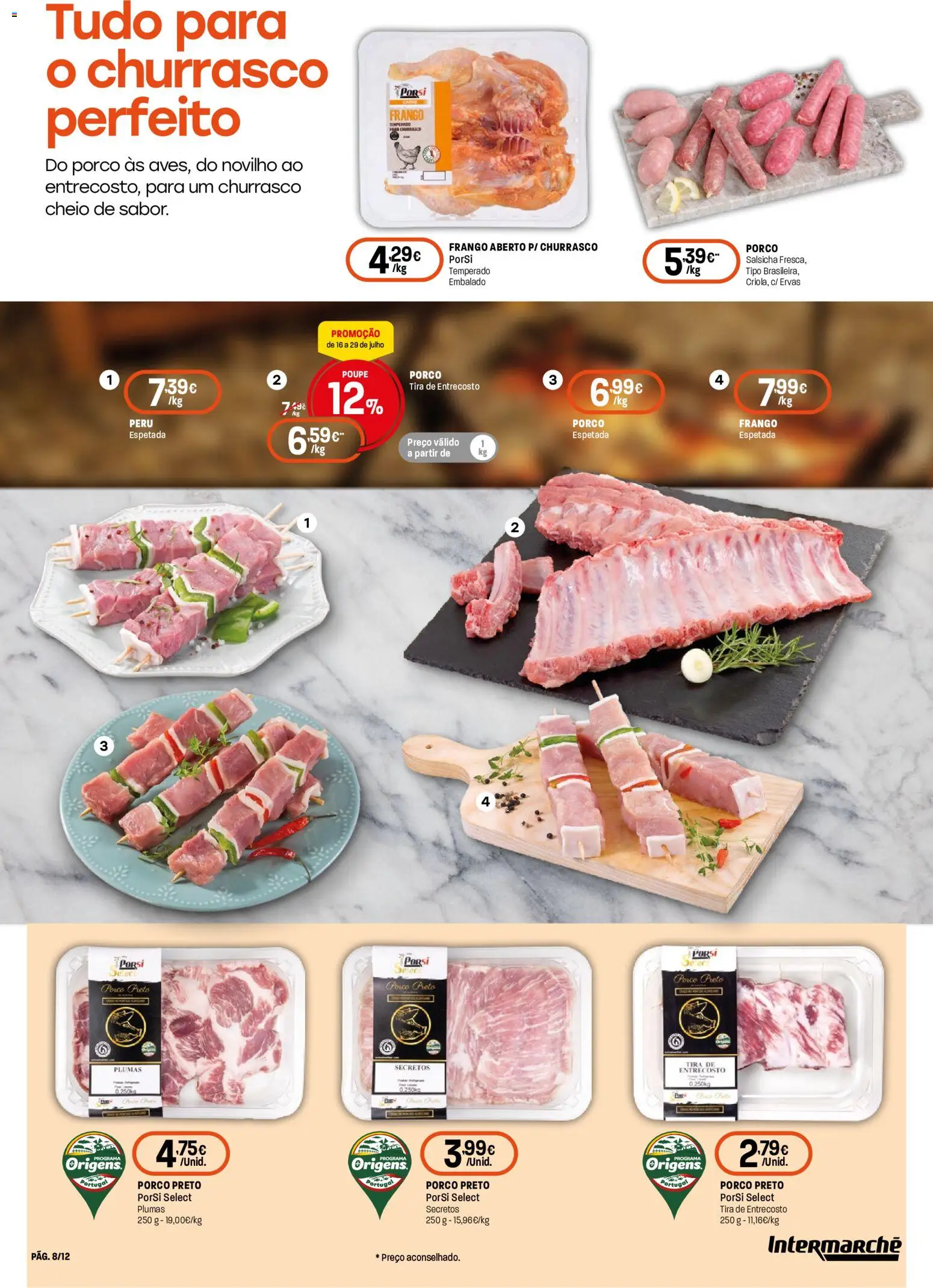 Intermarché folheto Super │ válido de 16/07/2026 | Página: 8 | Produtos: Frango, Peru, Salsicha