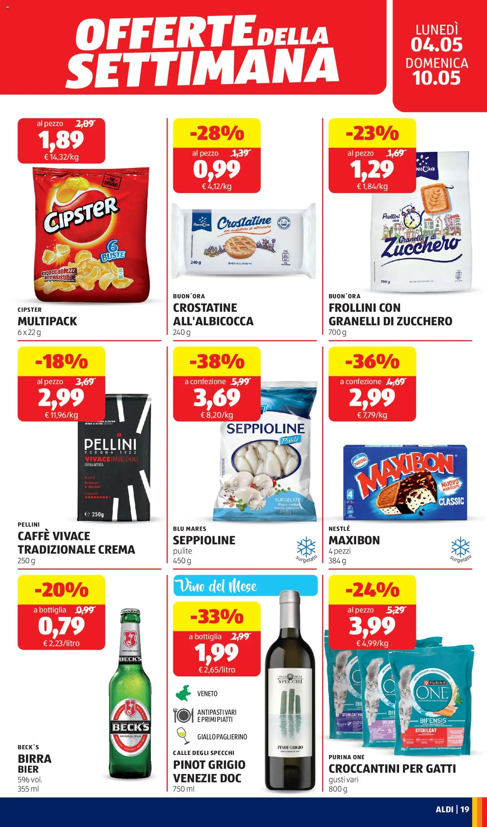 Volantino Aldi del 04.05.2026 | Pagina: 19 | Prodotti: Crema, Vino, Crostatine, Frollini