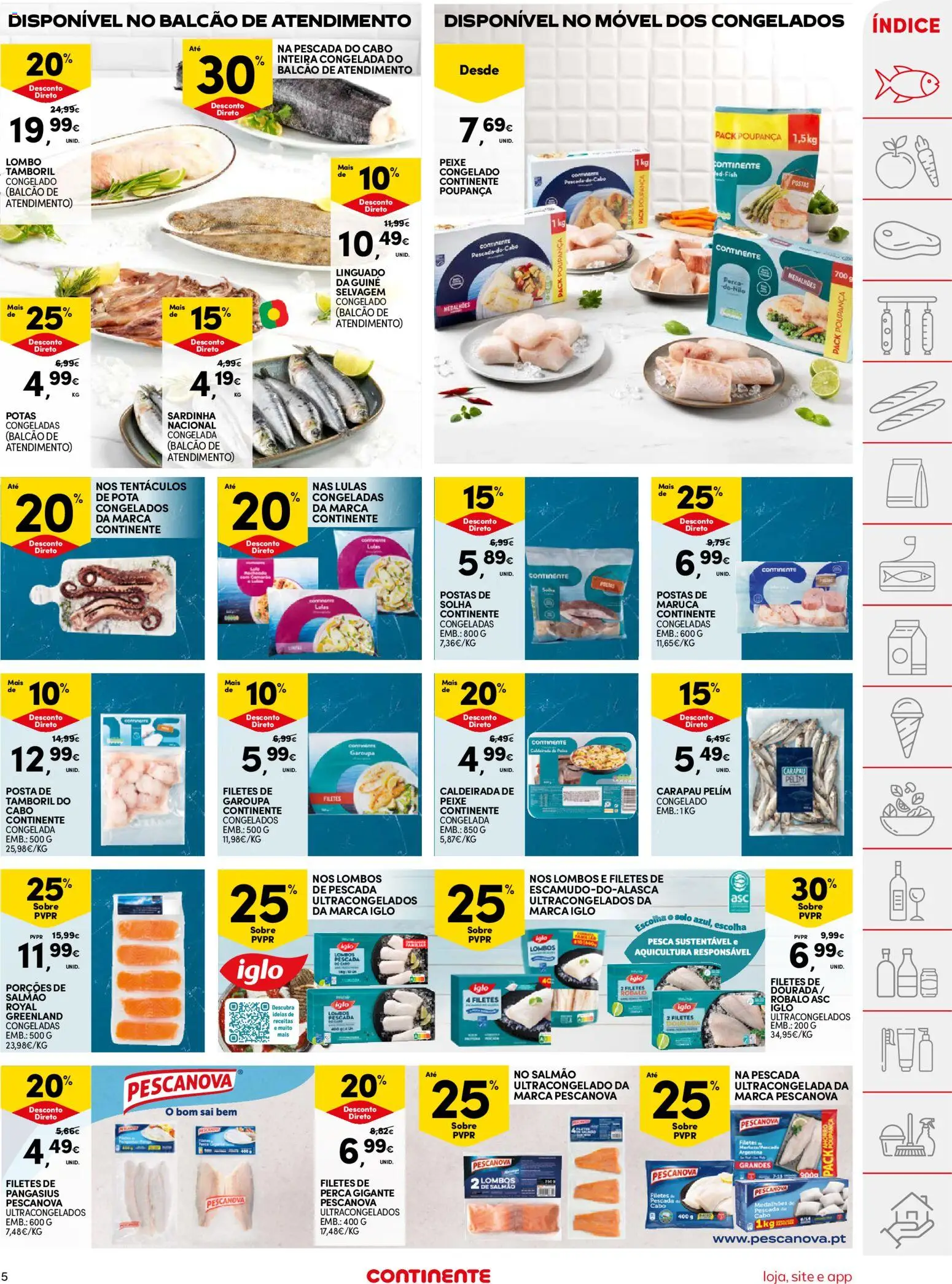 Continente folheto │ válido de 11/08/2026 | Página: 5 | Produtos: Dourada, Perca, Pescada do cabo, Tamboril
