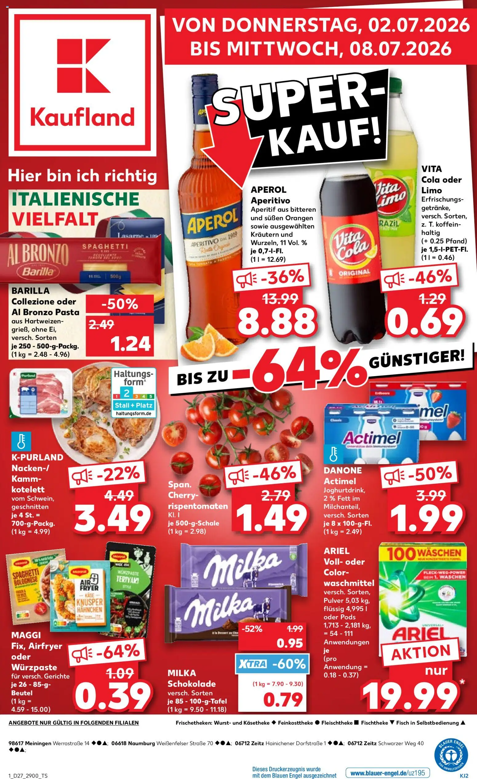 Kaufland Prospekt Zeitz – gültig ab 02.07.2026 | Seite: 1 | Produkte: Cola, Milka, Fisch, Waschmittel