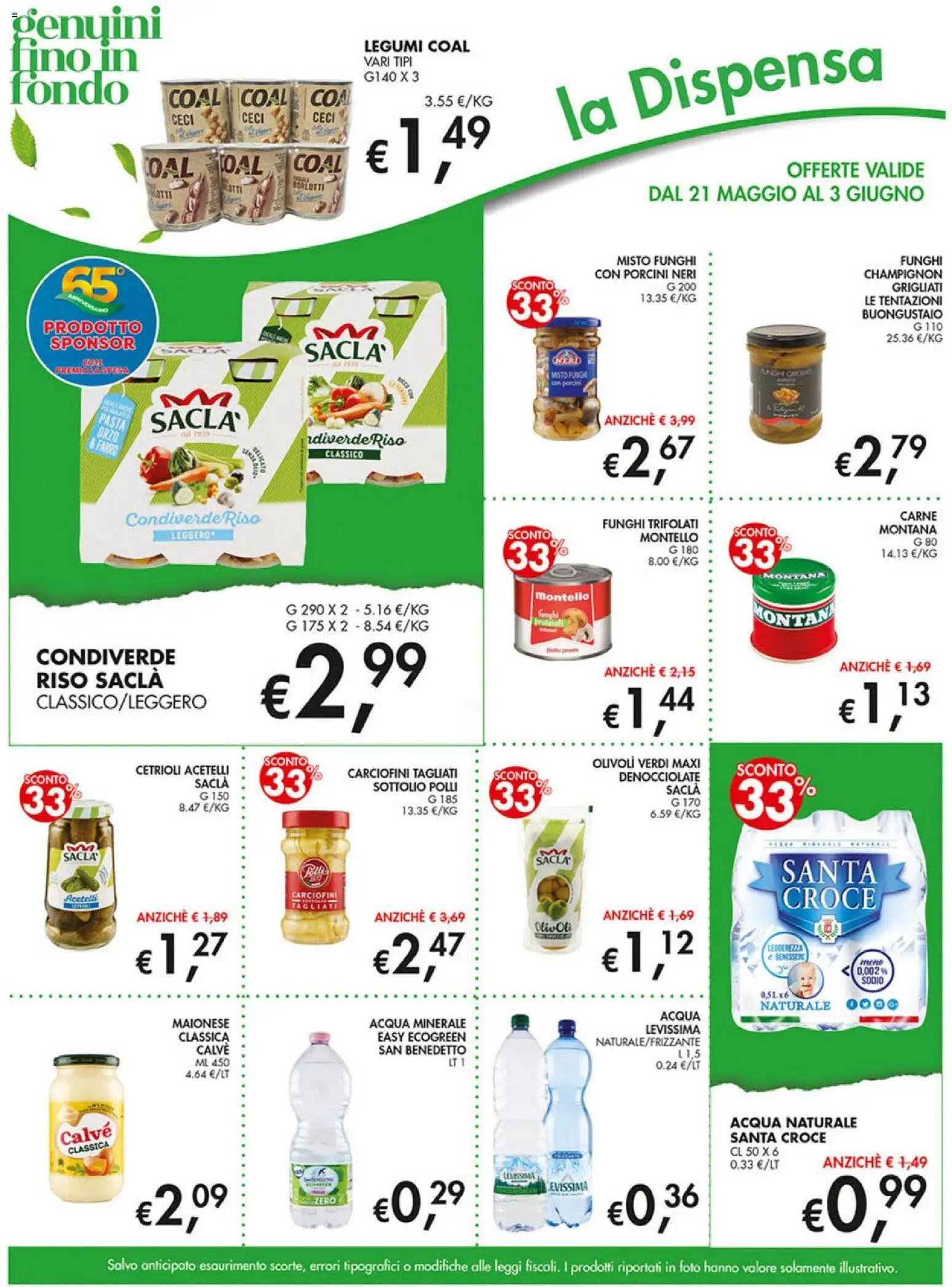 Volantino Coal del 21.05.2026 | Pagina: 15 | Prodotti: Legumi, Ceci, Acqua, Funghi