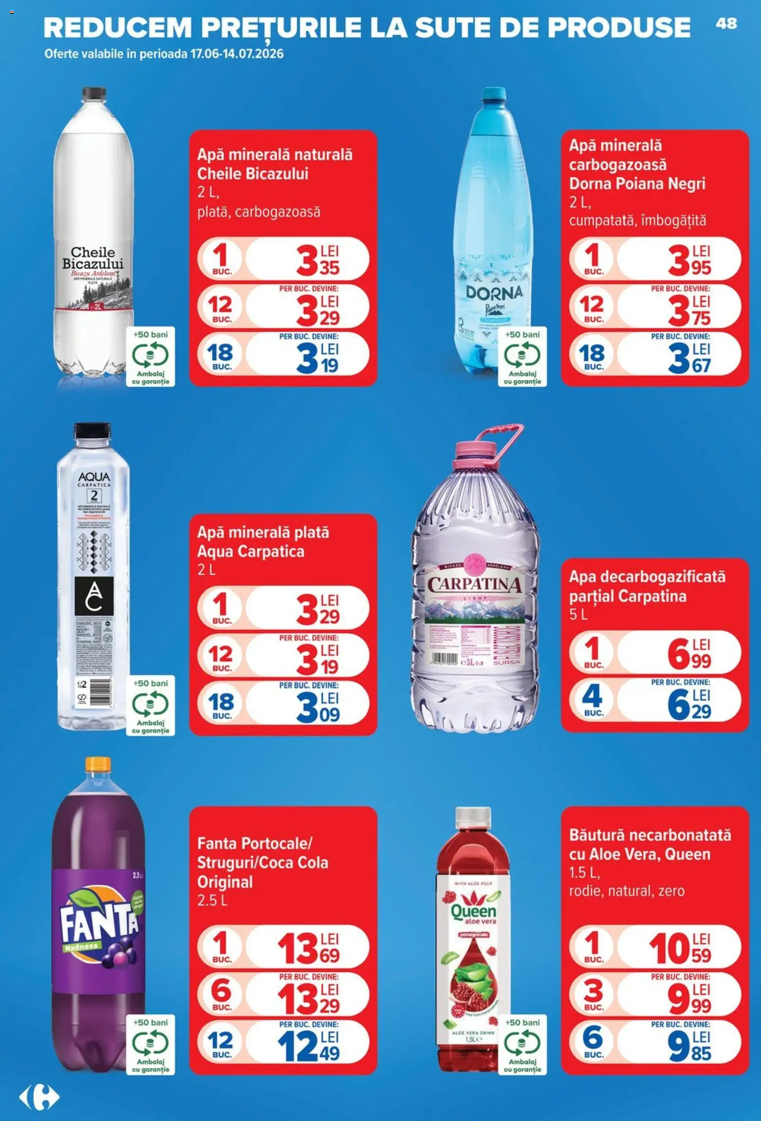 Noul catalog Carrefour – valabil de la 17.06.2026 | Pagină: 47 | Produse: Aloe vera, Yazı tahtası kalemi, Amerikan servis, Apă