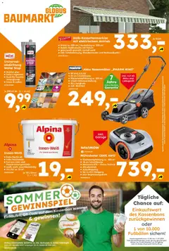 Globus Baumarkt Prospekt ab 22.06.2026 gültig | Seite: 12 | Produkte: Rasenmäher, Ladegerät
