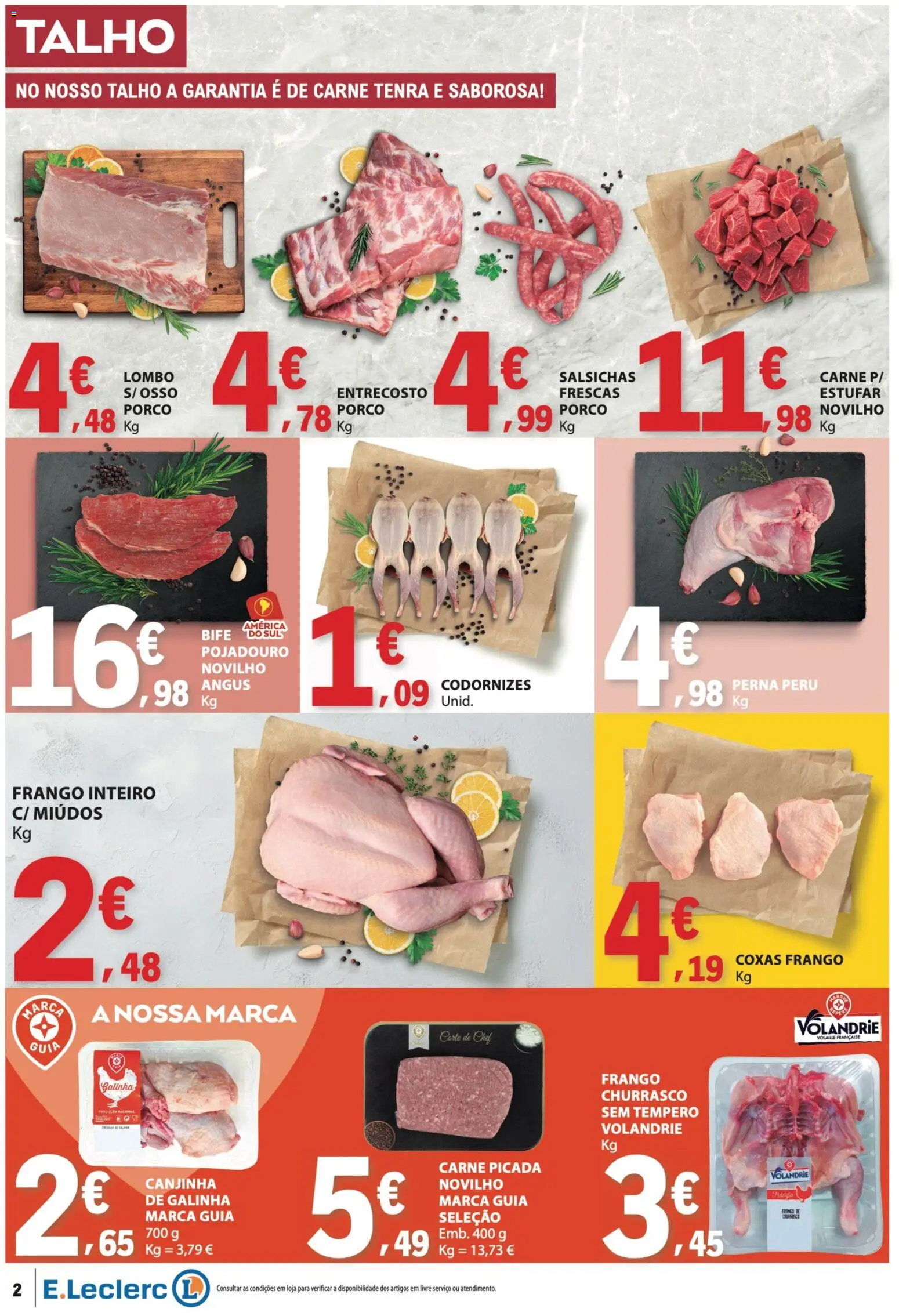 E.Leclerc folheto │ válido de 10/09/2026 | Página: 2 | Produtos: Frango, Lombo, Frango inteiro, Salsichas