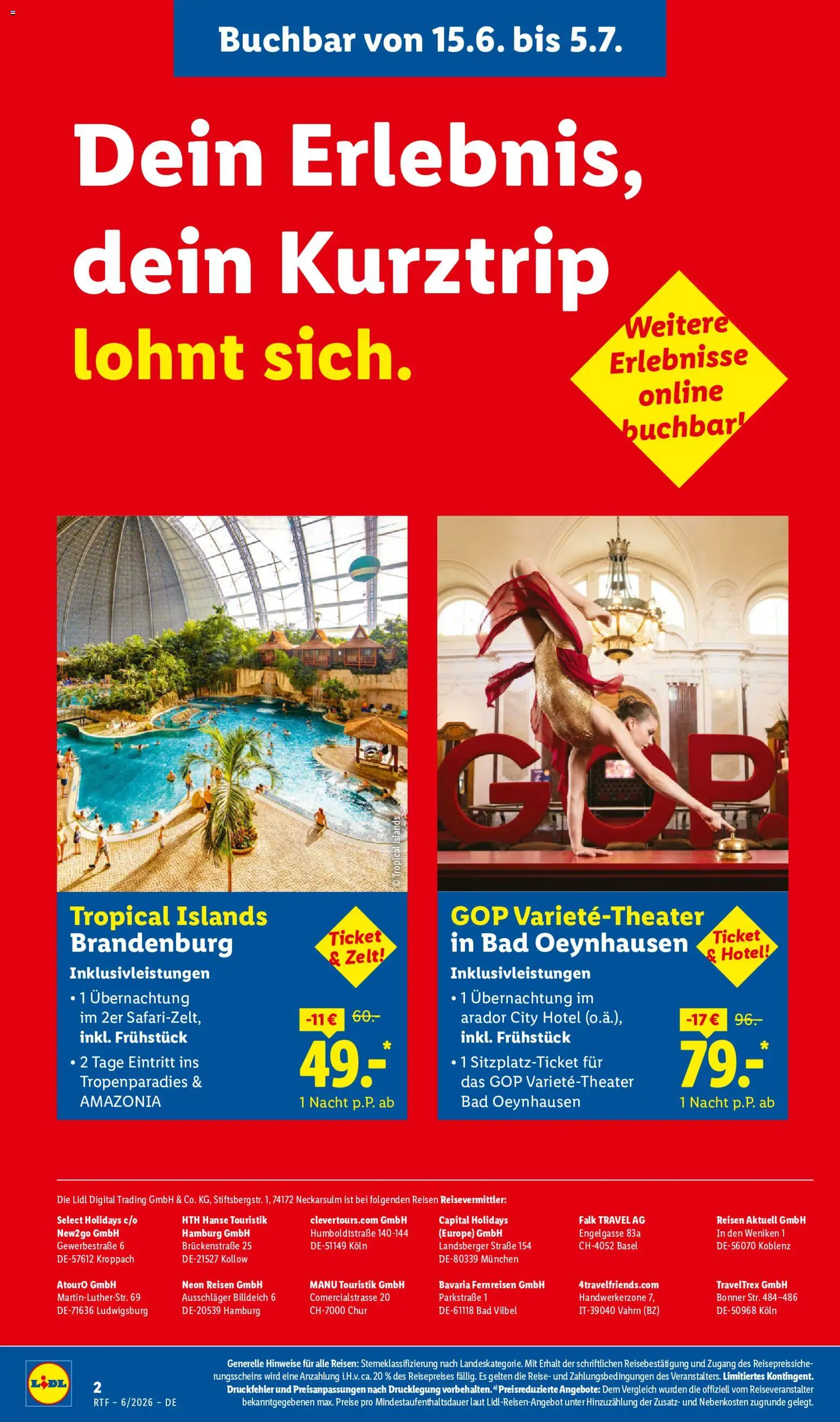 Lidl Reisen Reise-Highlights – gültig ab 13.06.2026 | Seite: 2 | Produkte: Bad
