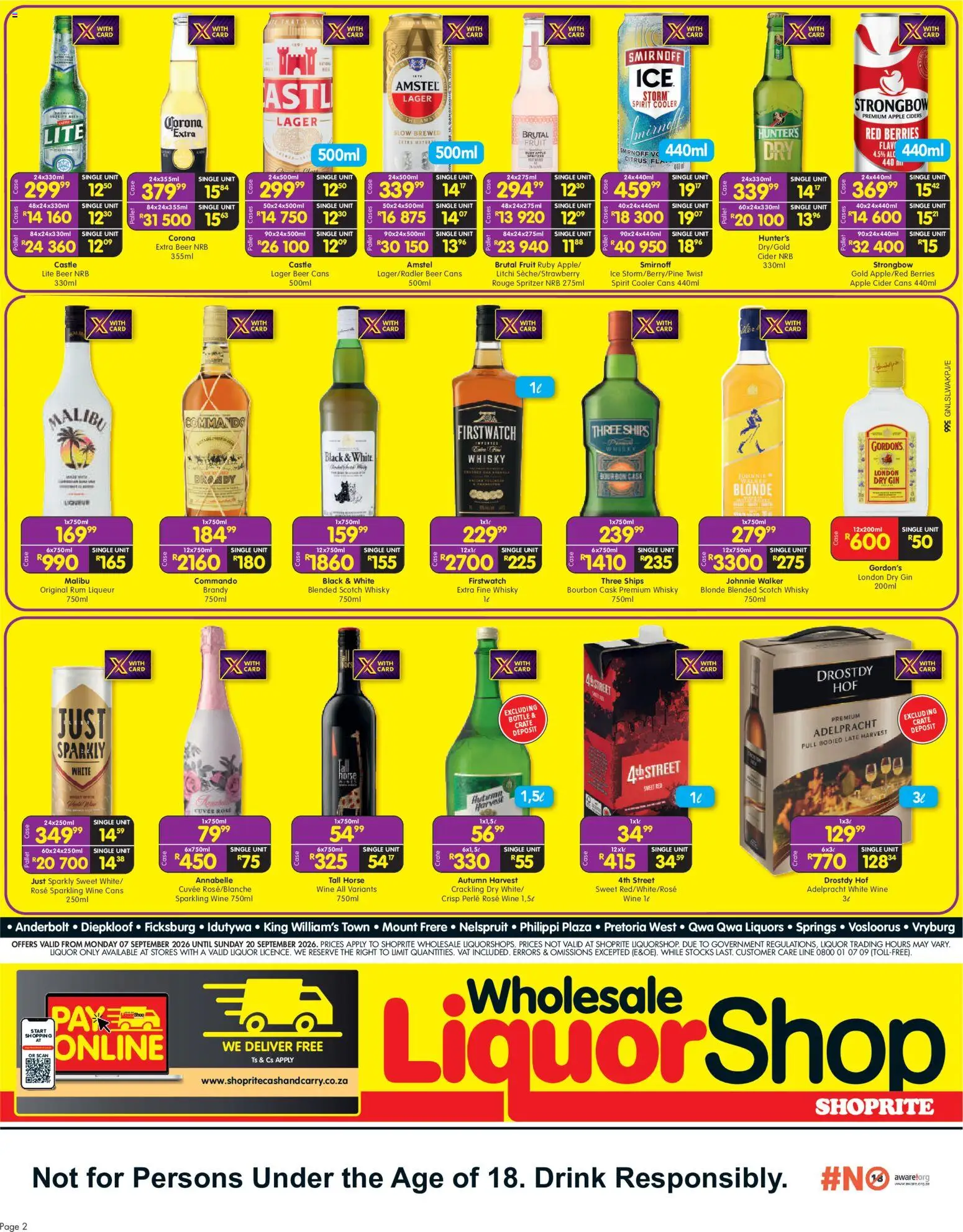 New Shoprite catalogue – valid from 07/09/2026 | Page: 2 | Products: Case, Brandy, Beer, Gin