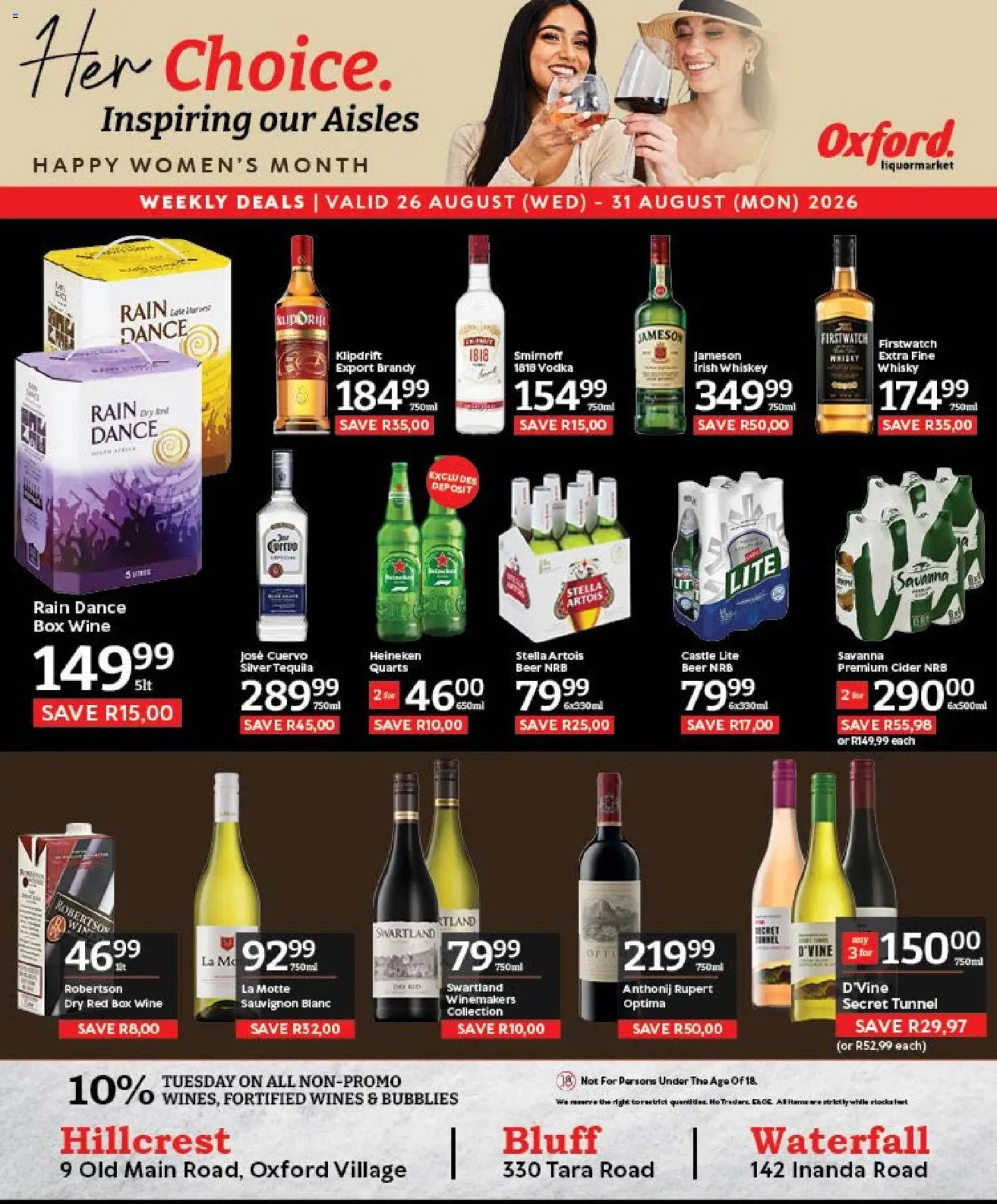 New Oxford Freshmarket catalogue – valid from 26/08/2026 | Page: 16 | Products: Brandy, Tequila, Wine, Whiskey