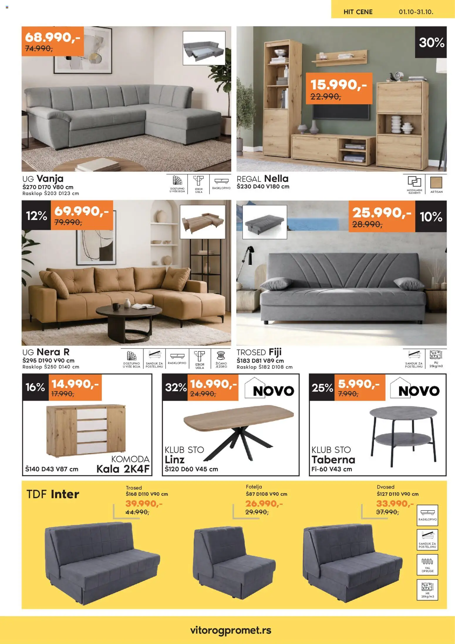 Vitorog katalog - važi od 01.10.2026 | Strana: 2 | Proizvode: Komoda, Sto, Trosed, Dvosed