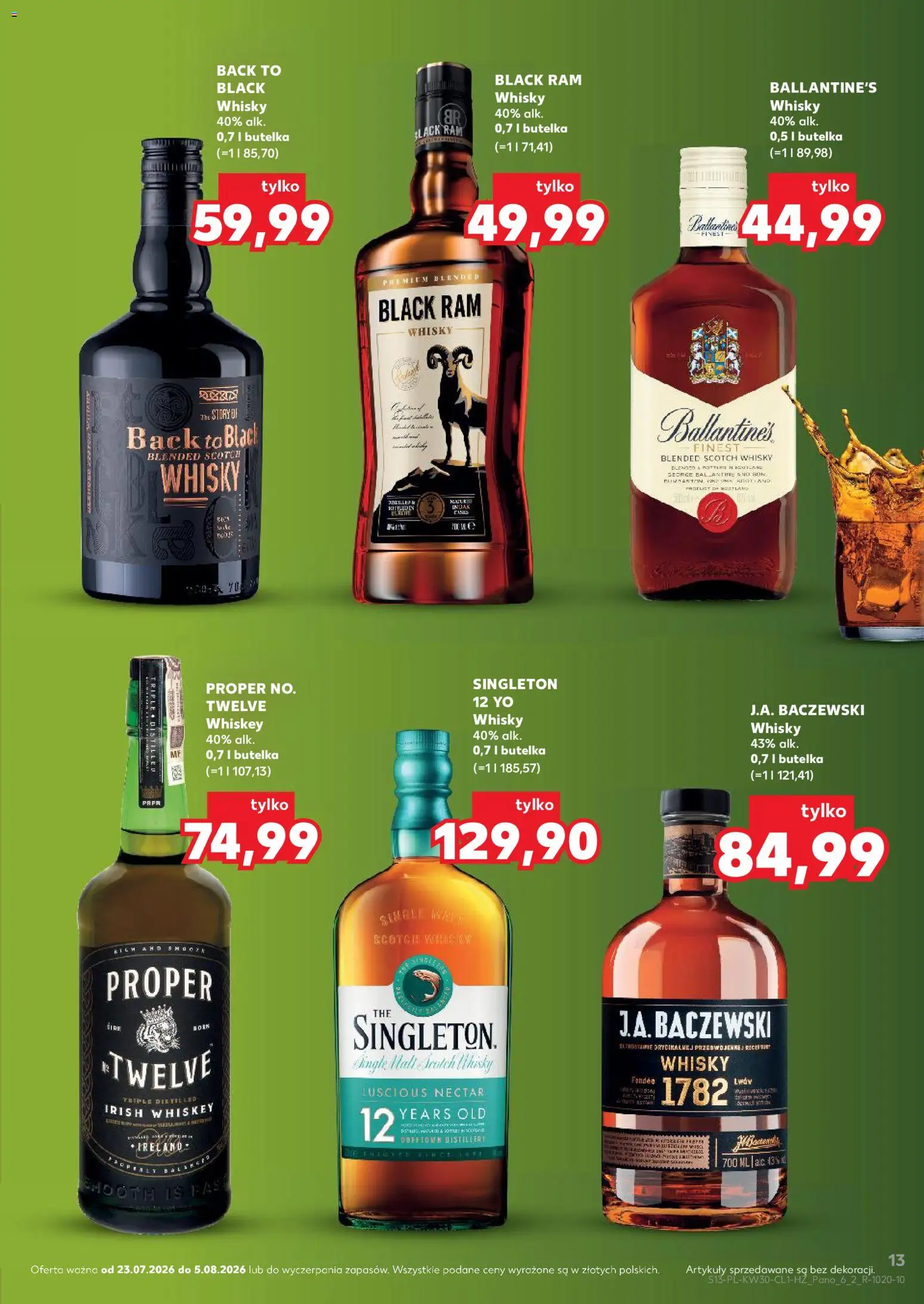 Kaufland Polsko leták - Barek od 23.07.2026 | Strana: 13 | Produkty: Whiskey, Whisky, Ballantine's