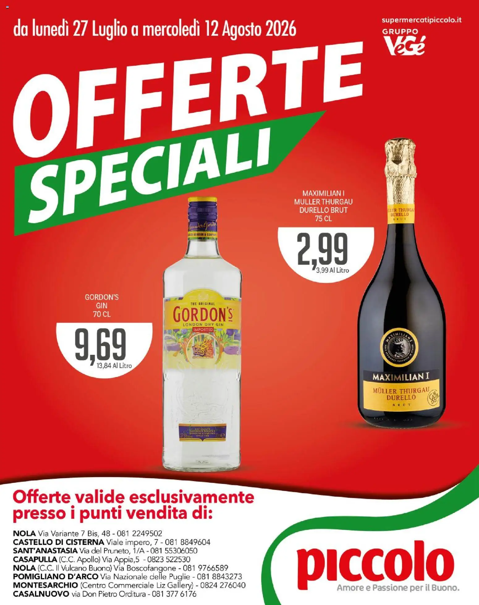 Volantino Piccolo del 27/07/2026 | Pagina: 1 | Prodotti: Gin, The