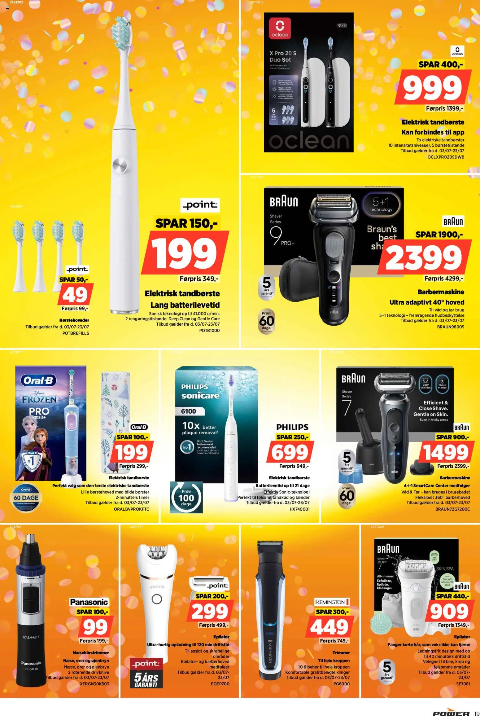Power tilbudsavis – gyldig fra 17/07/2026 | Side: 19 | Produkter: Barbermaskine, Tandbørste, Epilator, Elektriske tandbørster
