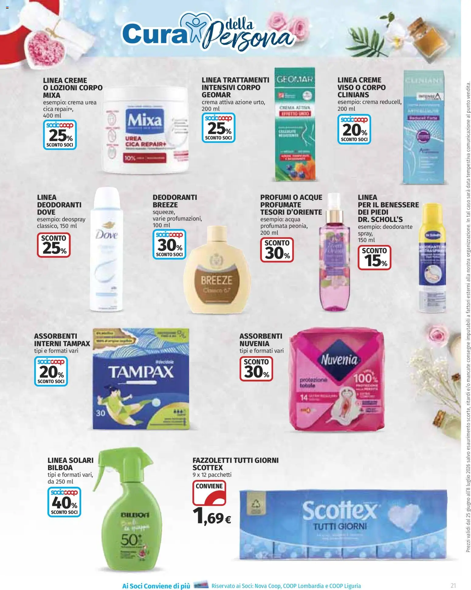 Volantino COOP del 25/06/2026 | Pagina: 21 | Prodotti: Crema, Fazzoletti, Acqua, Data