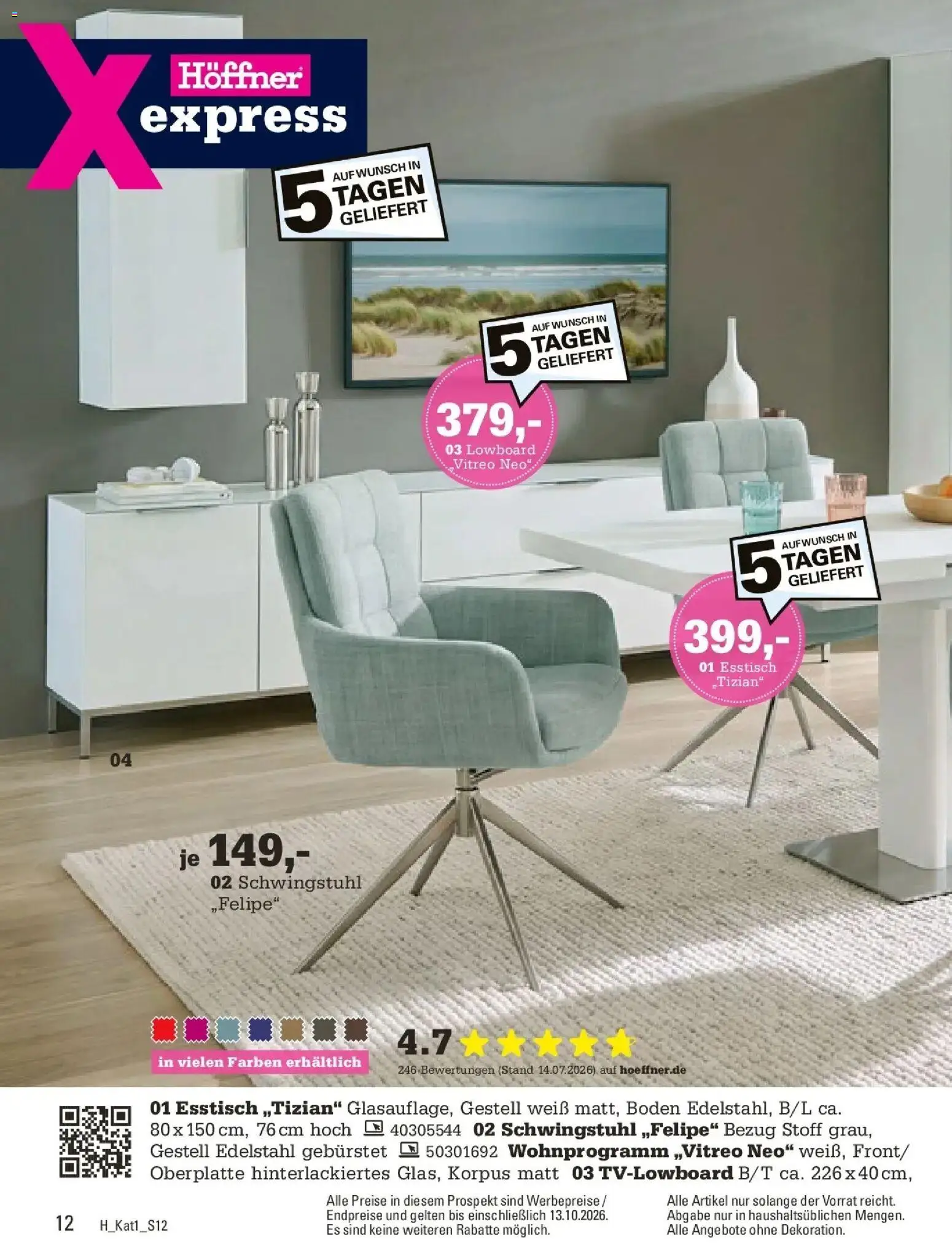 Höffner Prospekt Schönefeld – gültig ab 28.09.2026 | Seite: 12 | Produkte: Lowboard, Esstisch