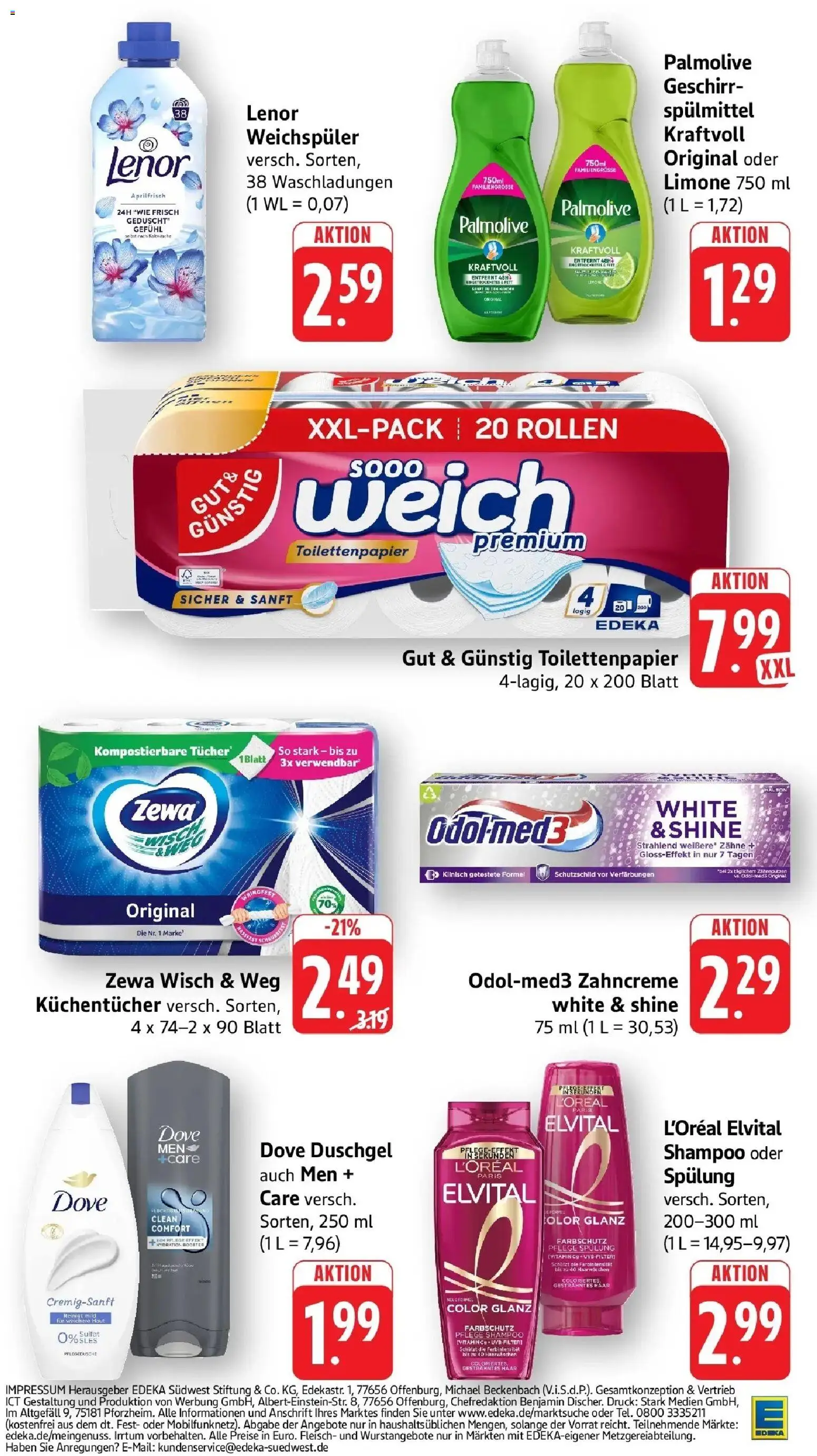 E center Prospekt Laupheim – gültig ab 17.05.2026 | Seite: 44 | Produkte: Lenor, Spülung, Duschgel, Fleisch