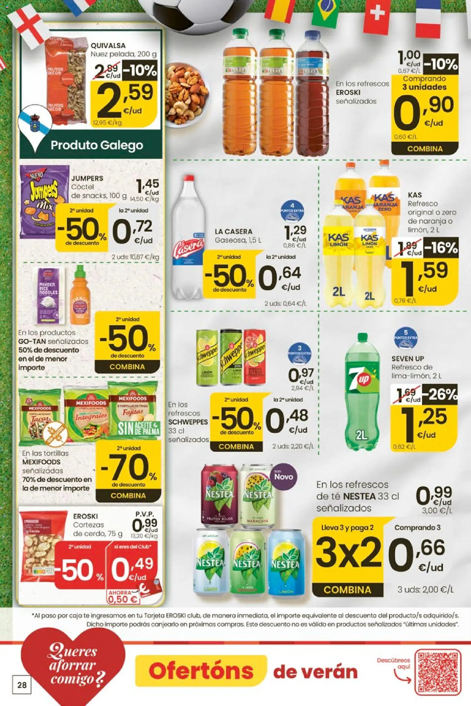 Eroski Ofertóns de verán │ válido desde el 11.06.2026 | Página: 28 | Productos: Tacos, Té, Caja