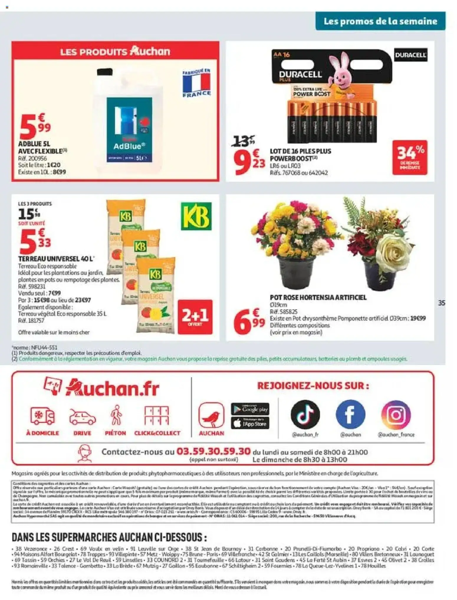 {H1} | Page: 35 | Produits: Hortensia, AdBlue, Terreau Eco, Piles