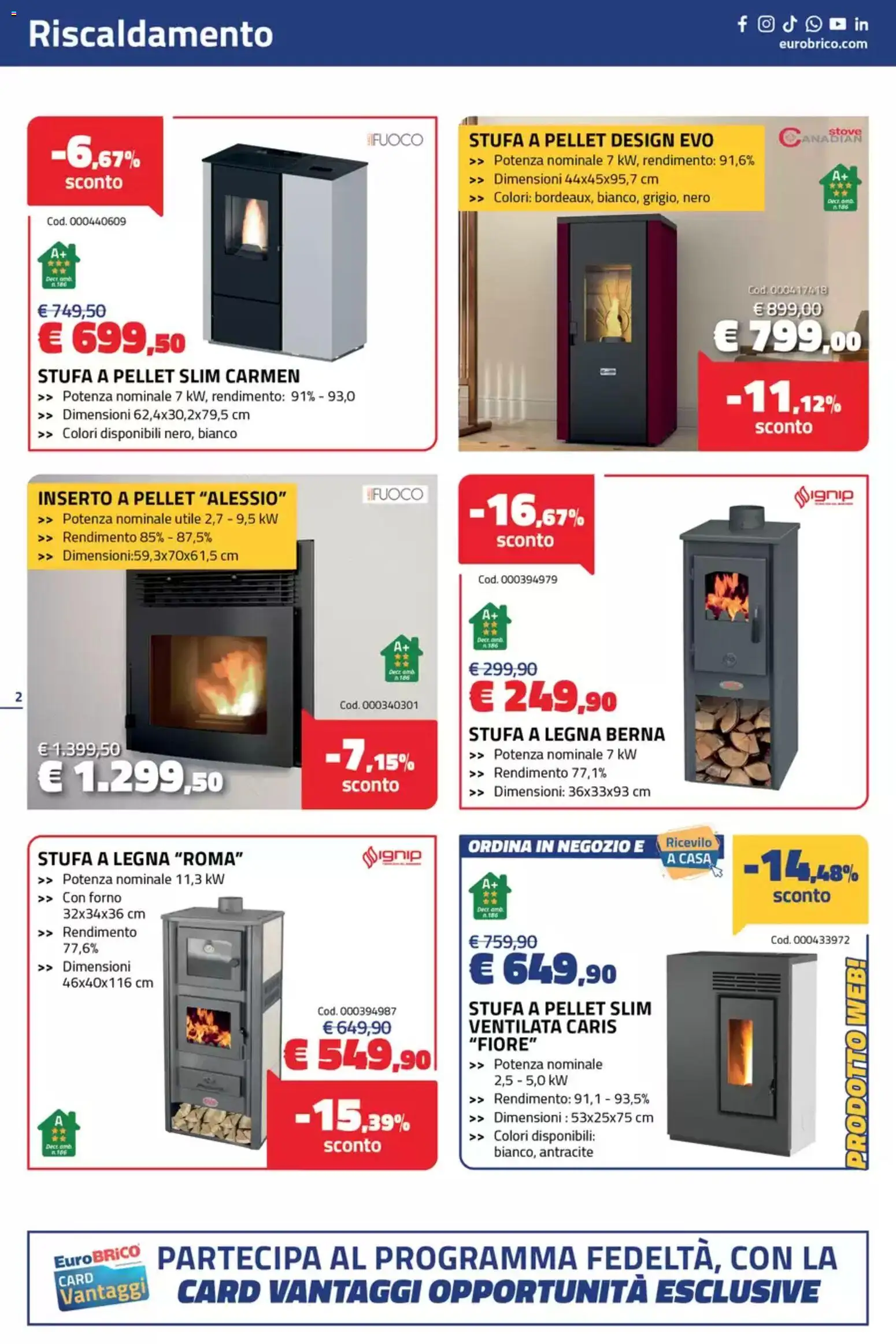 Volantino Eurobrico del 10/09/2026 | Pagina: 2 | Prodotti: Pellet, Stufa a pellet, Stufa, Forno