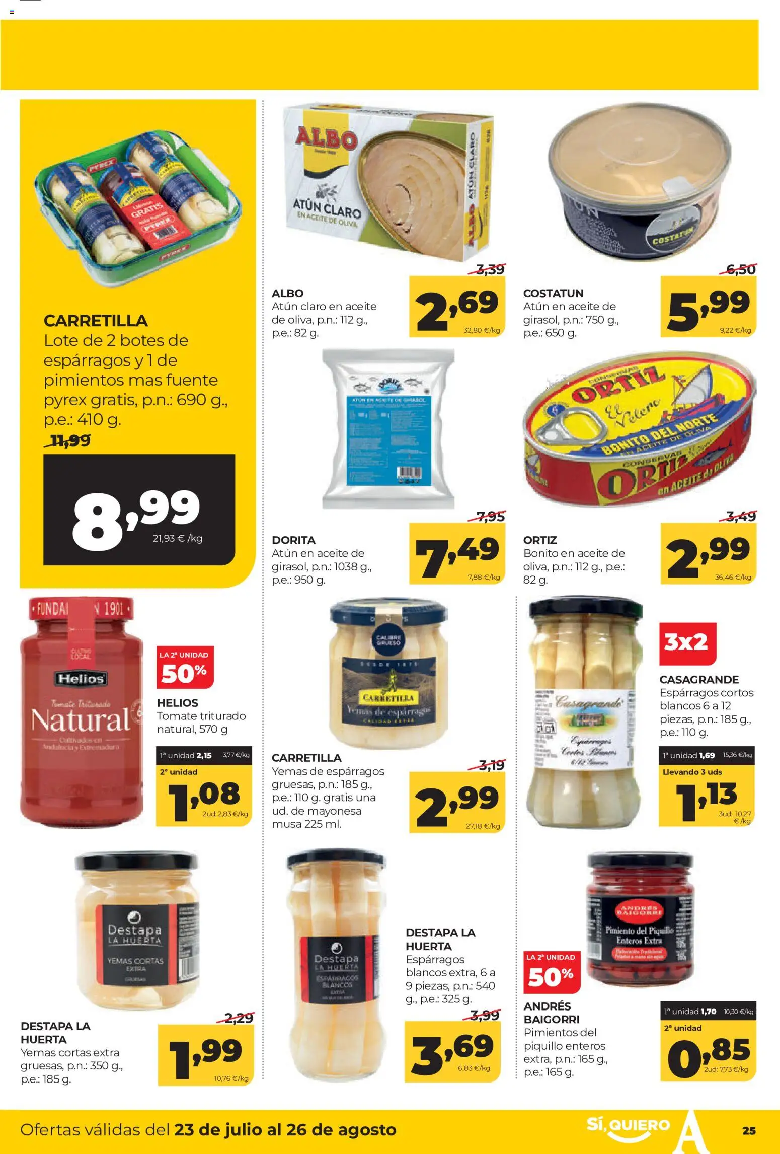 Alimerka folleto Asturias │ válido desde el 23/07/2026 | Página: 25 | Productos: Aceite, Κάδος απορρυμάτων, Οθόνη προβολής, Atún claro