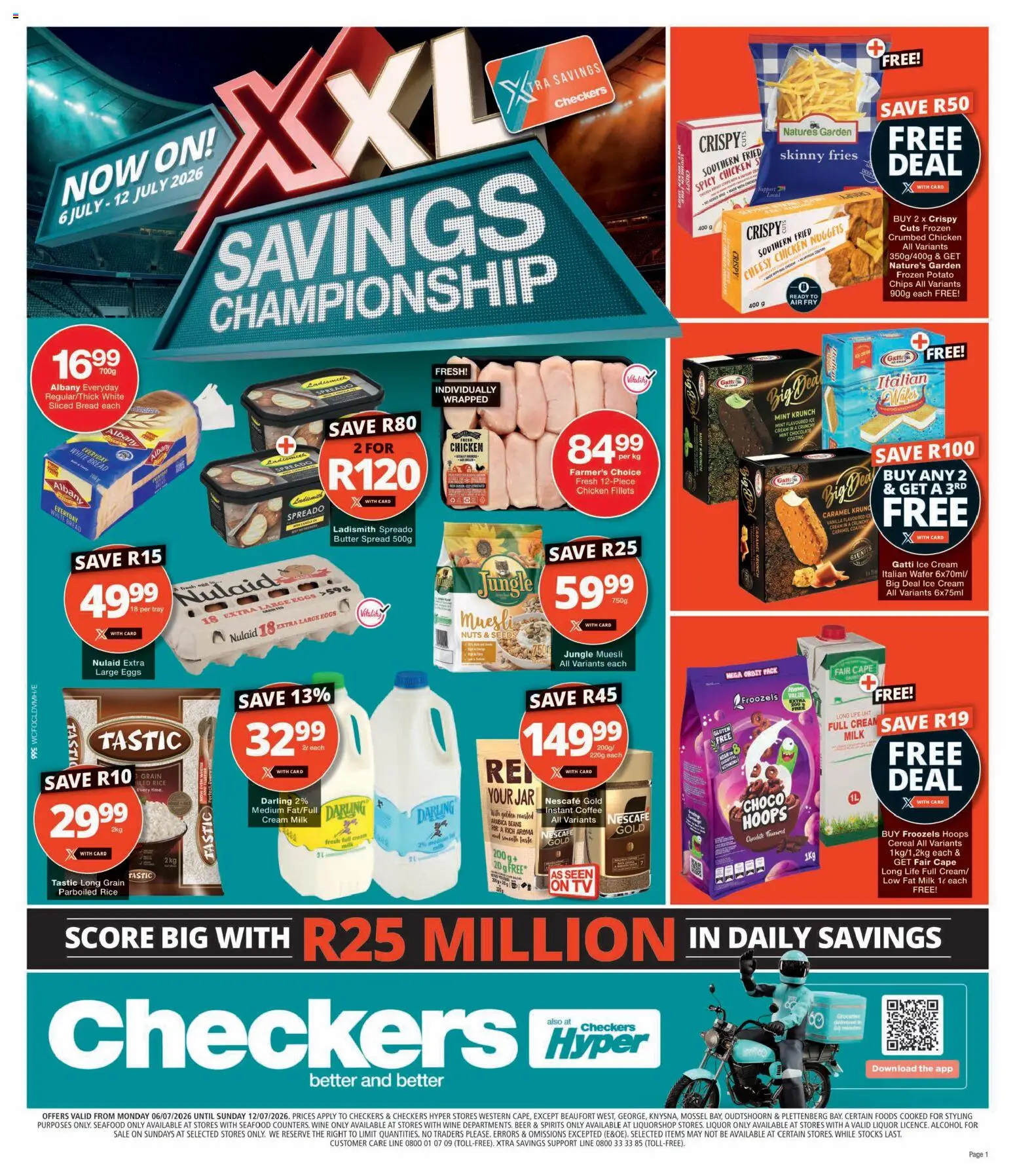 New Checkers catalogue – valid from 06/07/2026 | Page: 1 | Products: Tray, Milk, Chicken, Ice cream