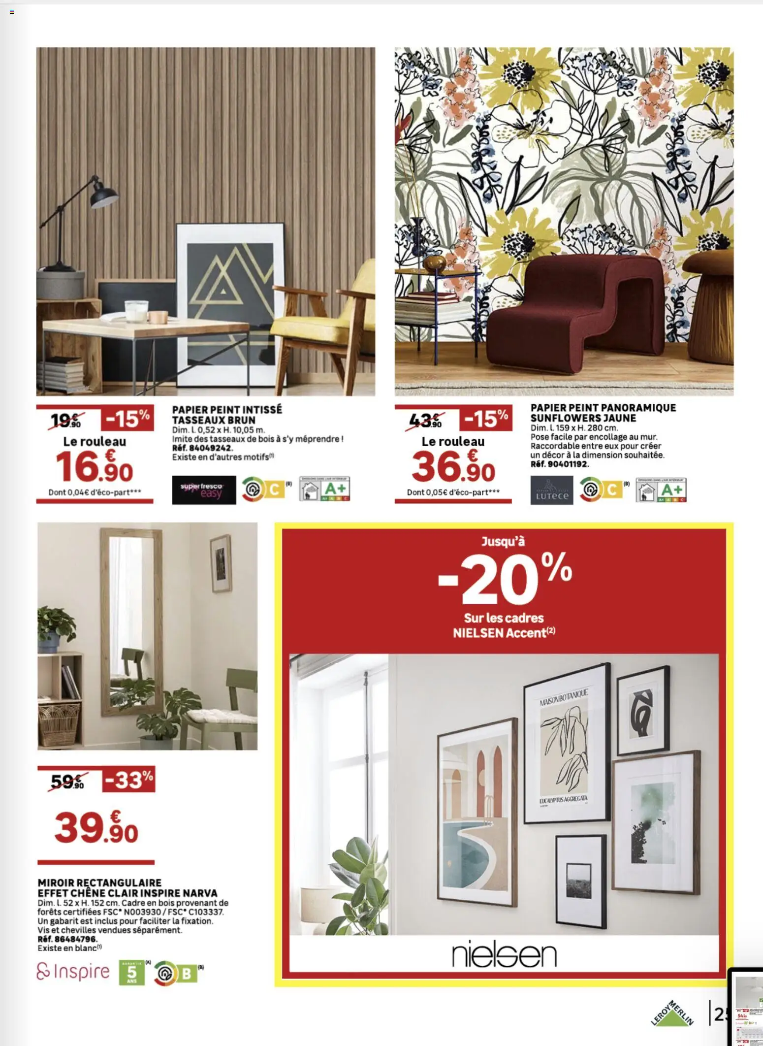 {H1} | Page: 25 | Produits: Rouleau, Miroir, Papier peint, Cadre