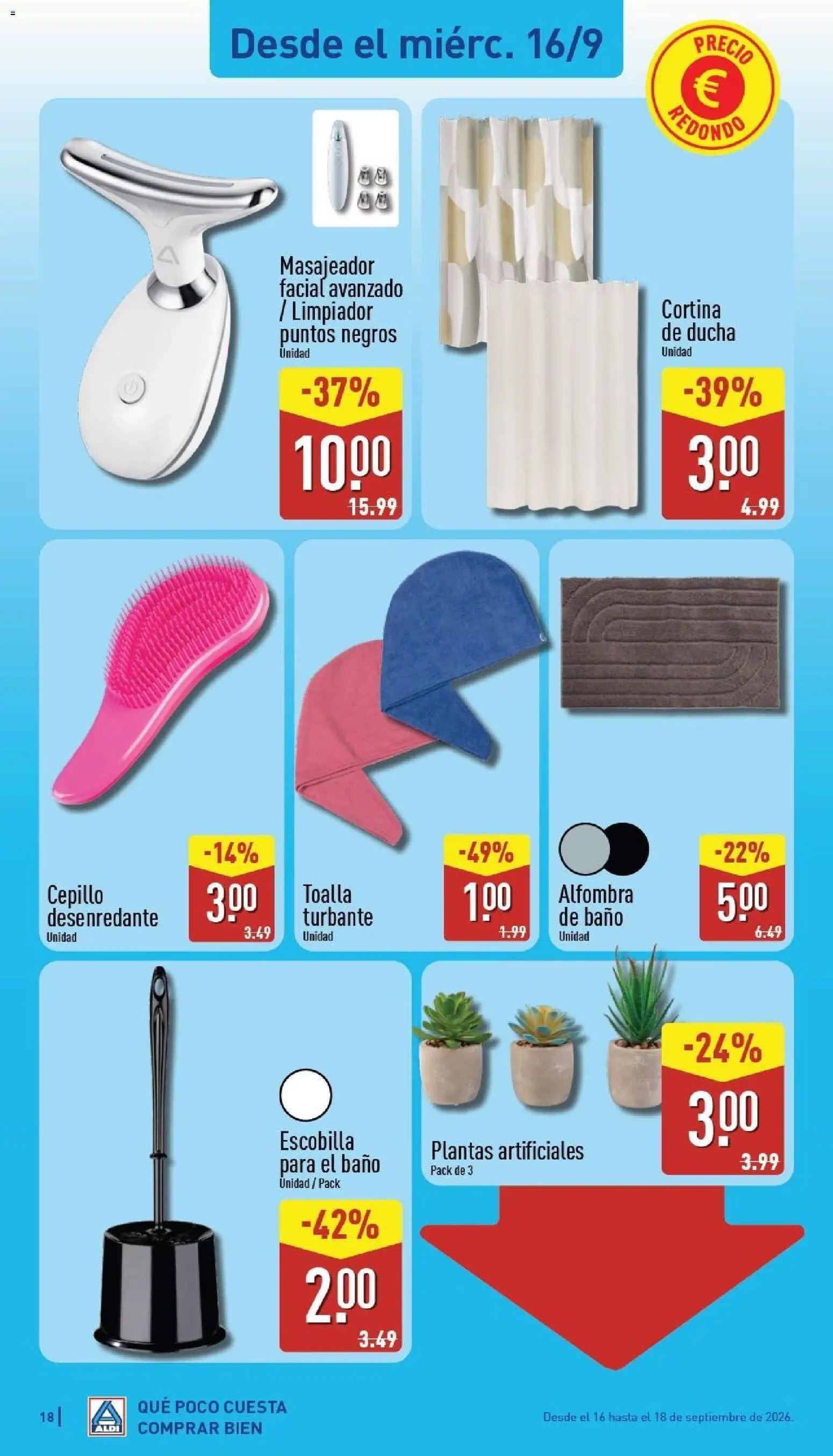 Aldi folleto Canarias │ válido desde el 14/09/2026 | Página: 18 | Productos: Cepillo, Cortina, Ducha, Alfombra