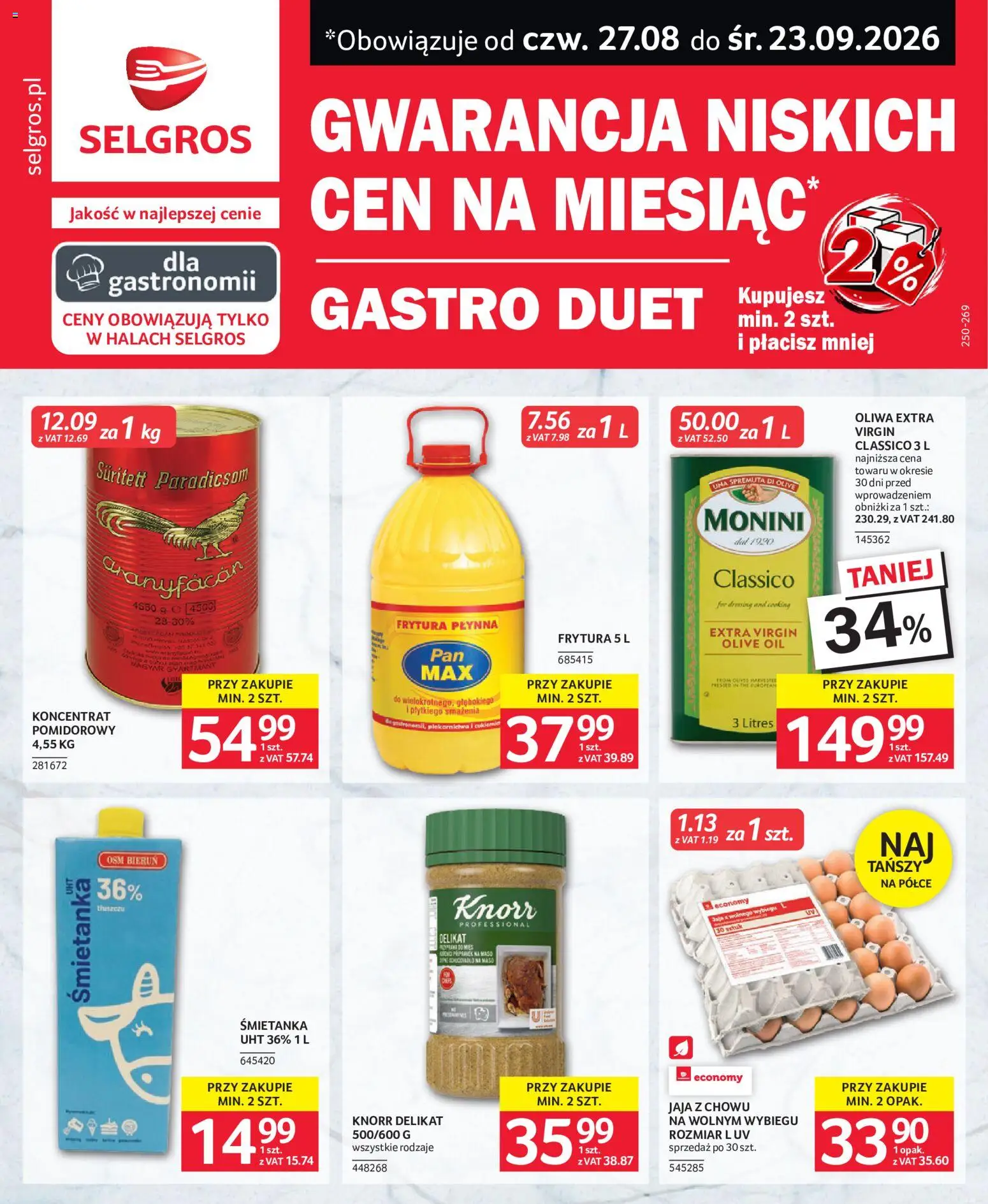 Selgros cash&carry gazetka - Duet od 27.08.2026 | Strona: 1 | Produkty: Frytura, Dressing, Jaja
