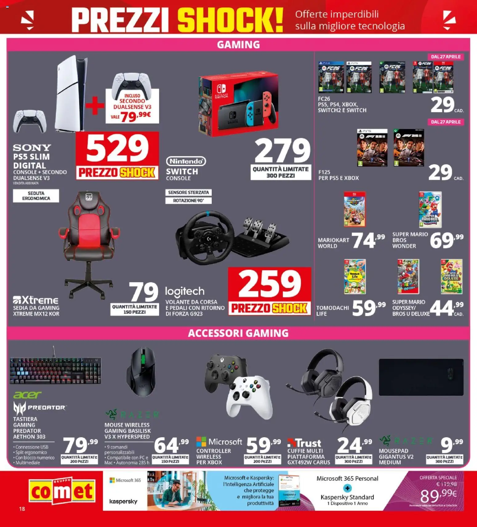 Volantino Comet del 23.04.2026 | Pagina: 18 | Prodotti: Mouse, Tastiera, USB, Sedia