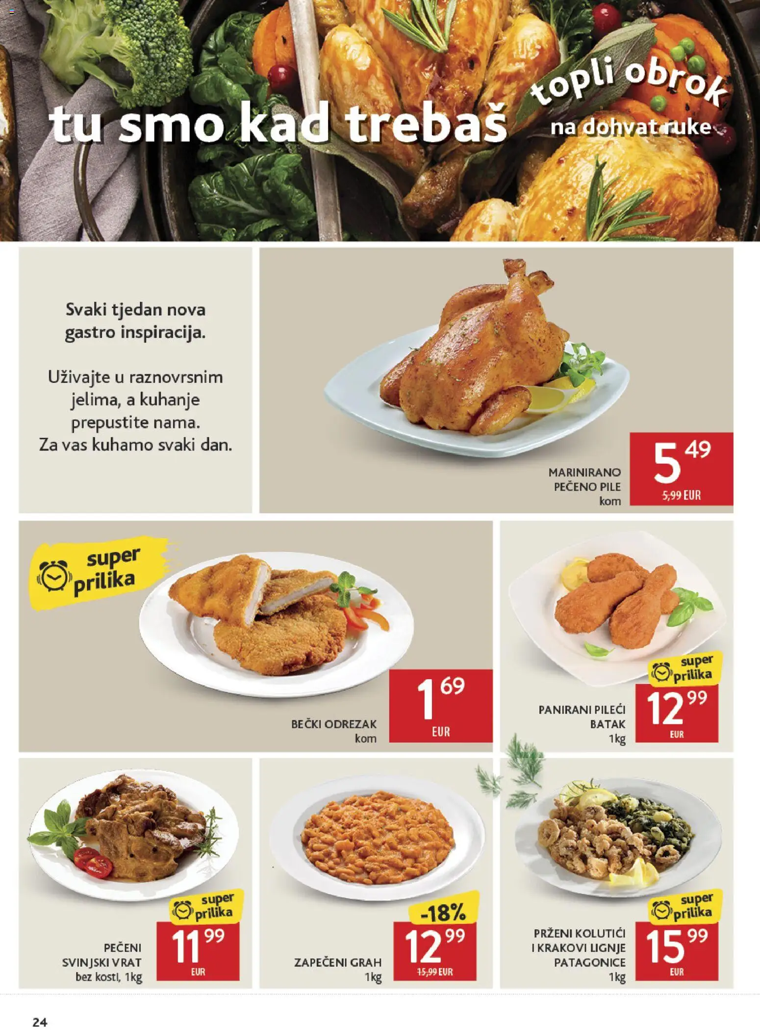Konzum katalog | vrijedi od 14.10.2026 | Stranica: 24 | Proizvodi: Vrat, Odrezak, Pečeno, Lignje