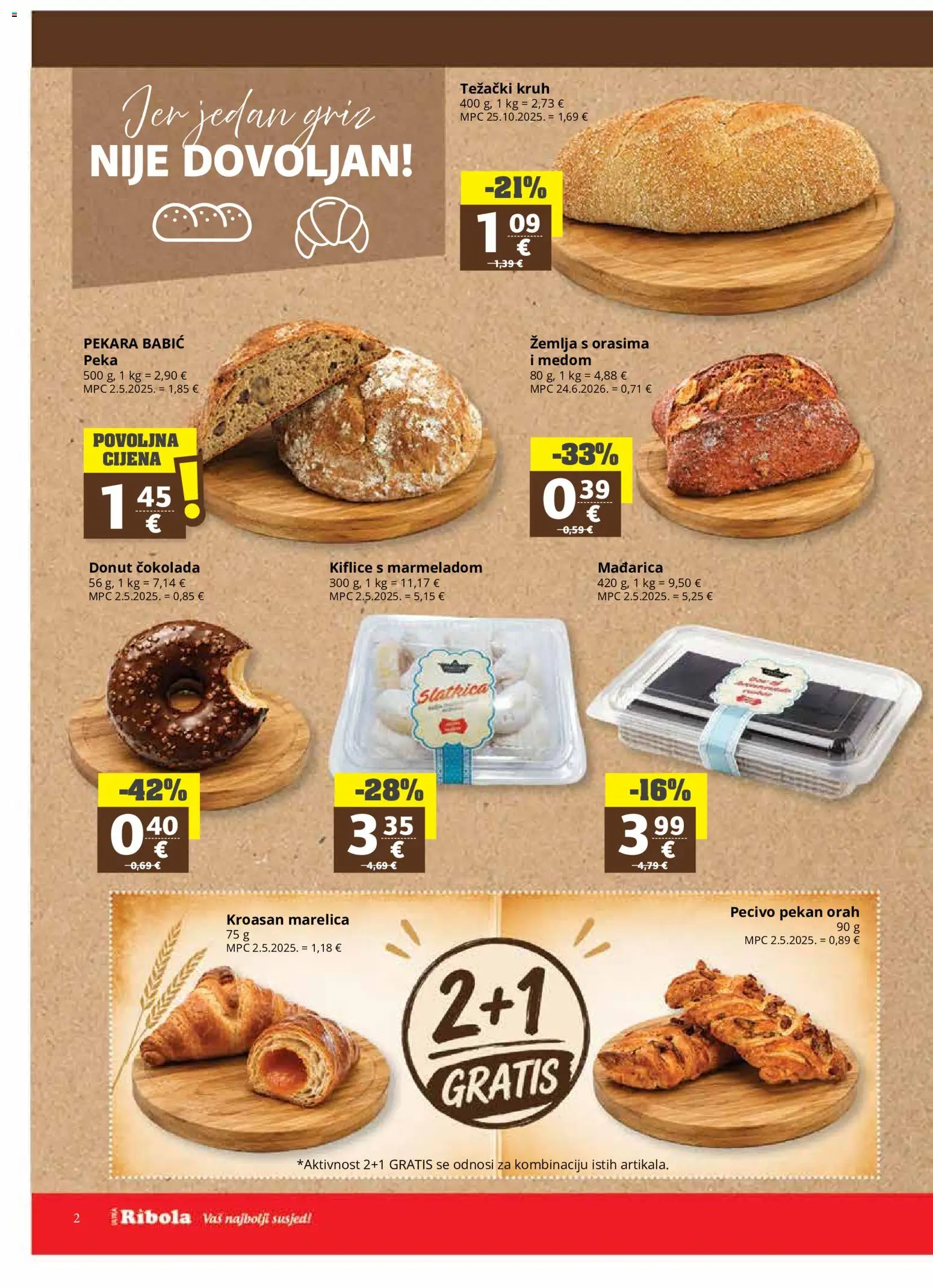 Ribola katalog | vrijedi od 19.08.2026 | Stranica: 2 | Proizvodi: Zemlja, Čokolada, Kroasan, Orah