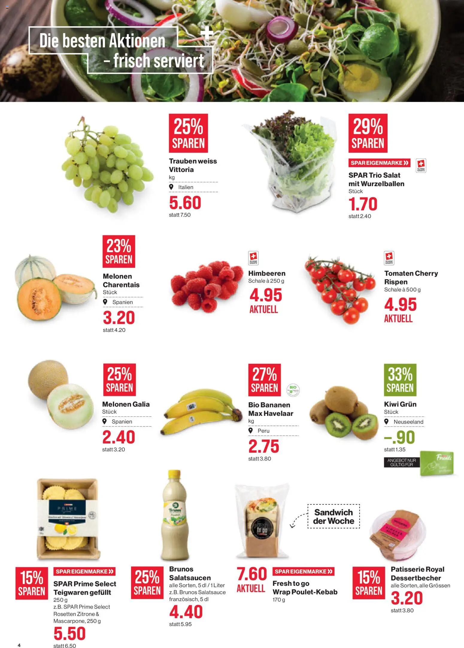 SPAR - SPAR Handels AG – gültig ab 18.06.2026 | Seite: 4 | Produkte: Bananen, Kiwi, Salat, Zitrone