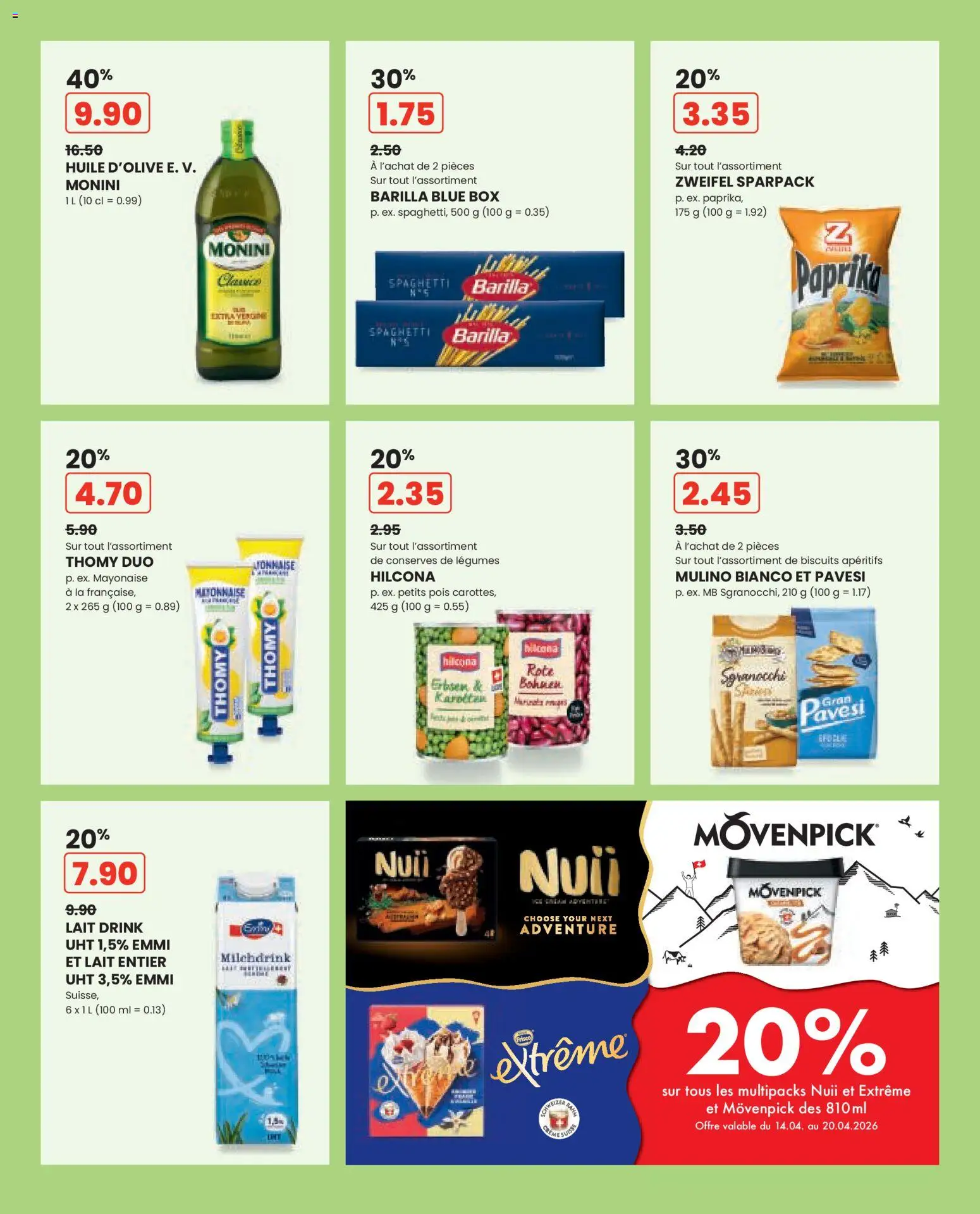 Manor aktionen FR – gültig ab 14.04.2026 | Seite: 5 | Produkte: Box, Barilla, Milch, Erbsen