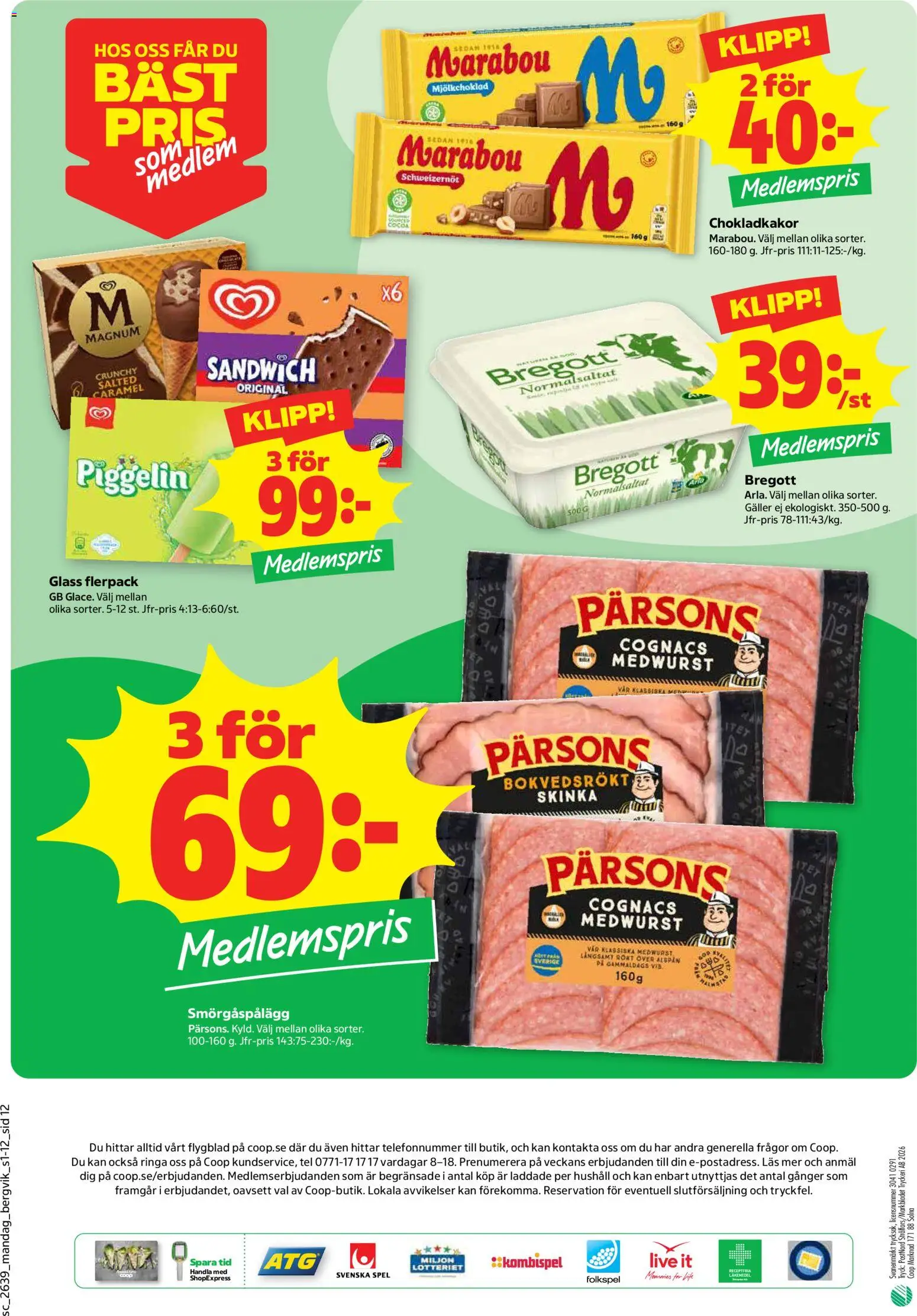 Stora Coop reklamblad aktuell från 21/09/2026 | Sida: 12 | Produkter: Sandwich, Magnum, Skinka, Spel