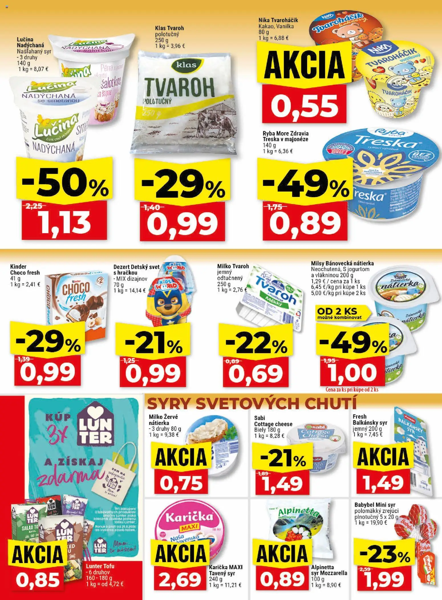Nové Klas akcie – leták je platný od 25.05.2026 | Strana: 10 | Produkty: Syr, Mozzarella, Tvaroh, Treska