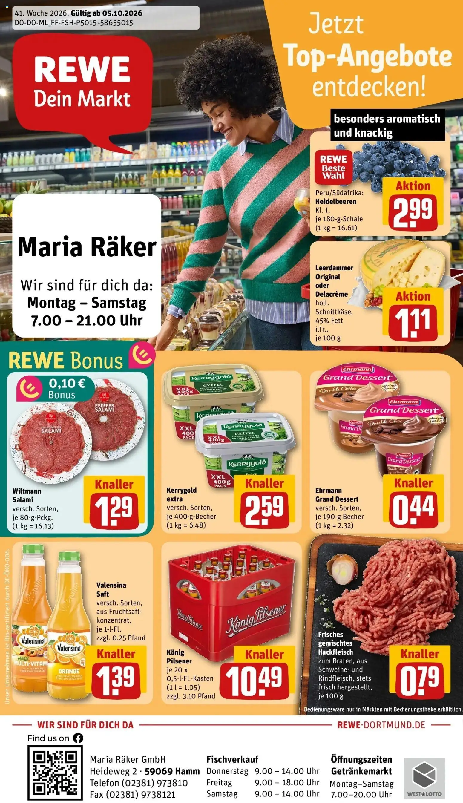 REWE Prospekt ab 05.10.2026 zum Blättern » Angebote | Seite: 1 | Produkte: Konig pilsener, Pfeffer, Fruchtsaft, Telefon