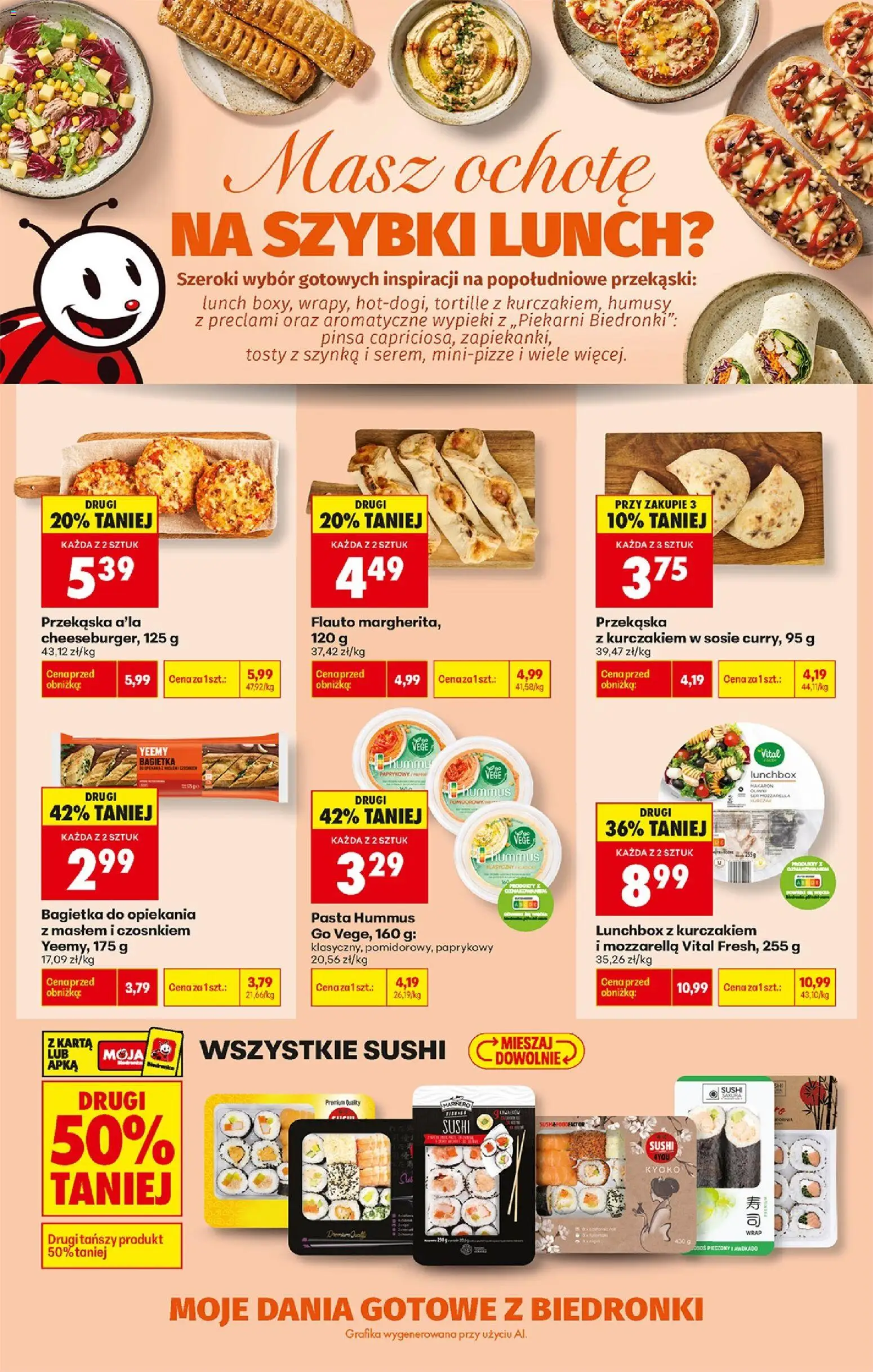 Biedronka gazetka - Pyszne dania od 21.09.2026 | Strona: 3 | Produkty: Szynka, Bagietka, Sushi, Tortille