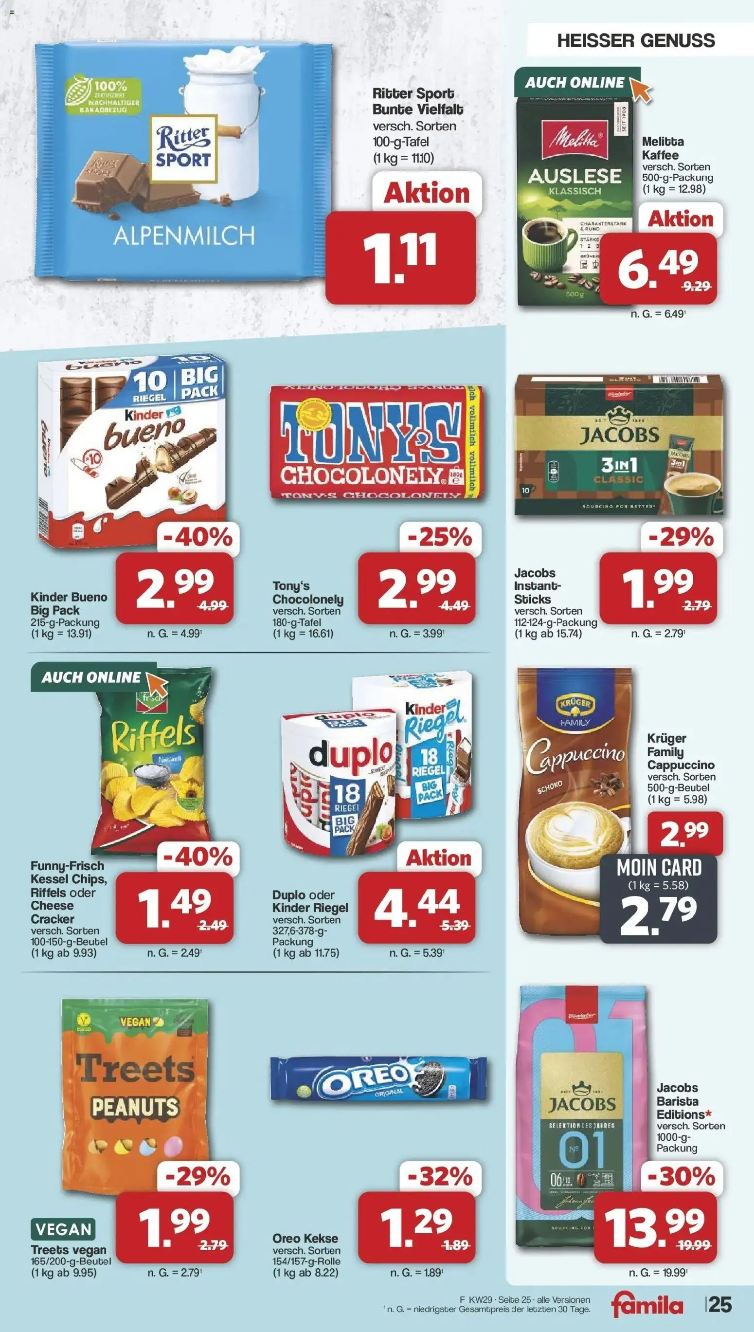 Famila Nordwest Prospekt Zeven – gültig ab 13.07.2026 | Seite: 25 | Produkte: Melitta, Ritter sport, Kinder bueno, Kekse