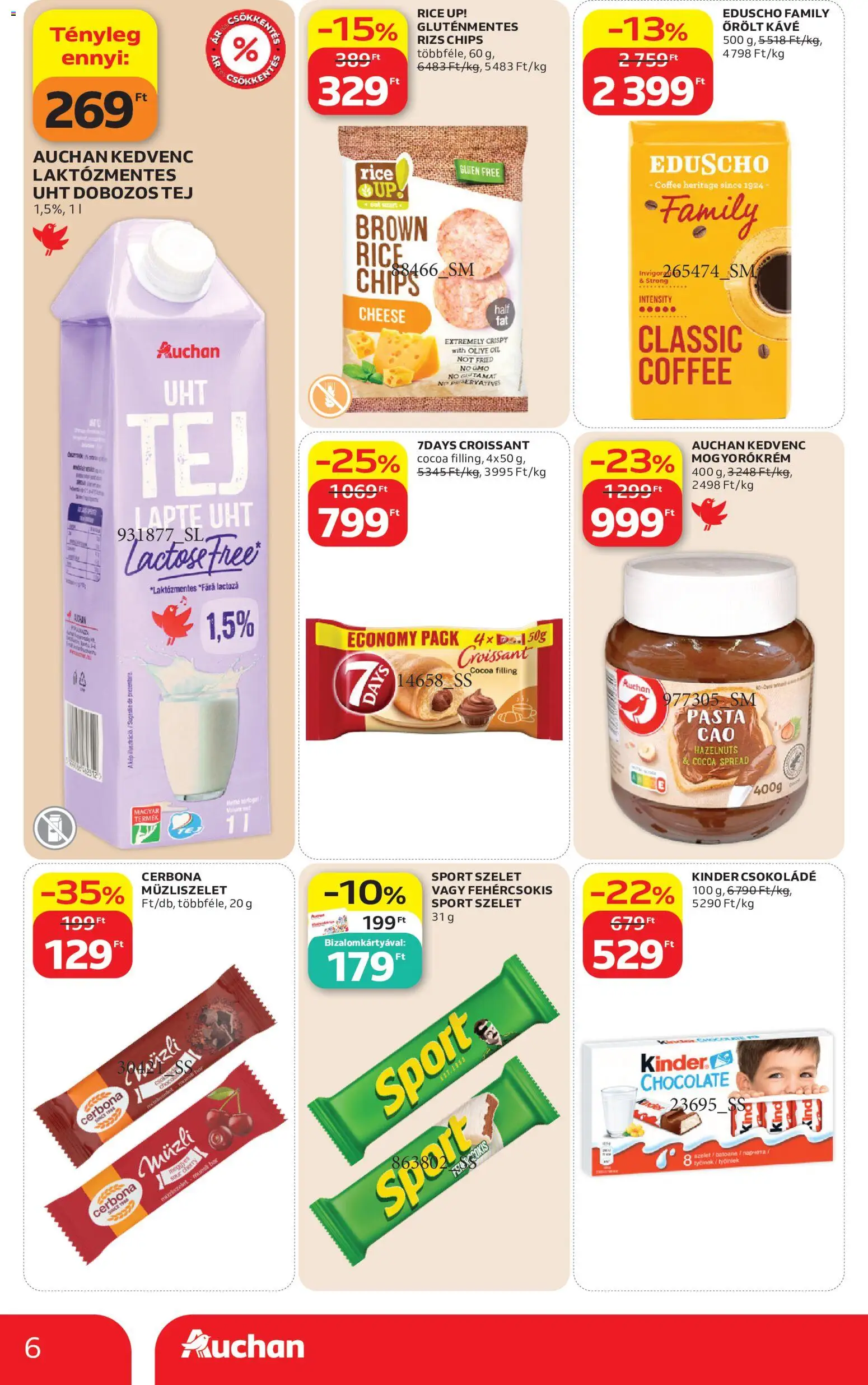 Auchan akciós ujság - amely érvényes a következő dátumtól: 2026.08.27. | Oldal: 6 | Termékek: Szelet, Laktózmentes, Gluténmentes, 7days