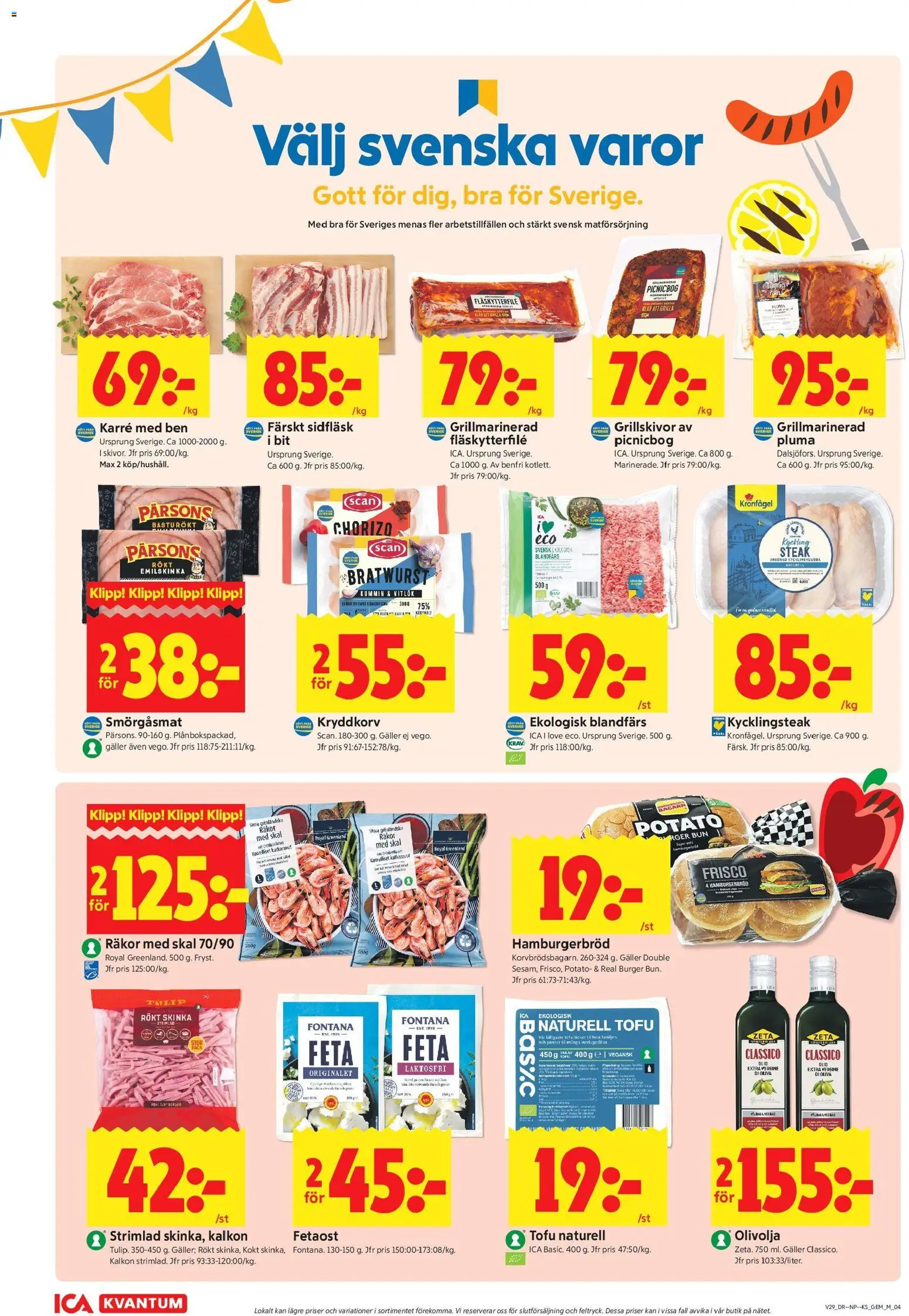 ICA Kvantum reklamblad aktuell från 13/07/2026 | Sida: 6 | Produkter: Hamburgerbröd, Fetaost, Olivolja, Vitlök