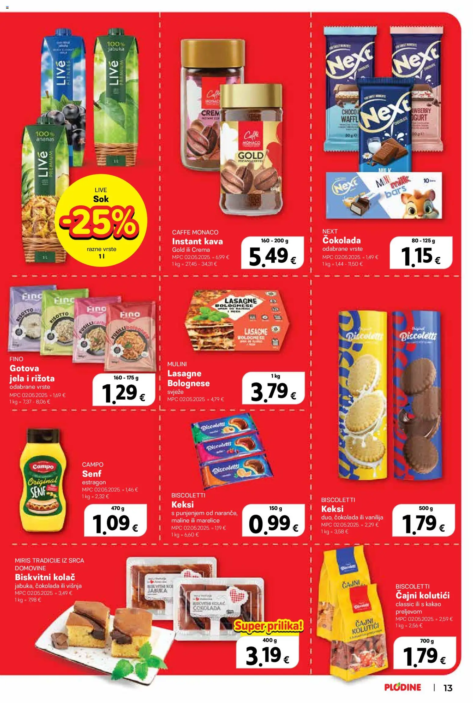 Plodine katalog | vrijedi od 19.08.2026 | Stranica: 13 | Proizvodi: Instant kava, Sok, Naranče, Jabuka