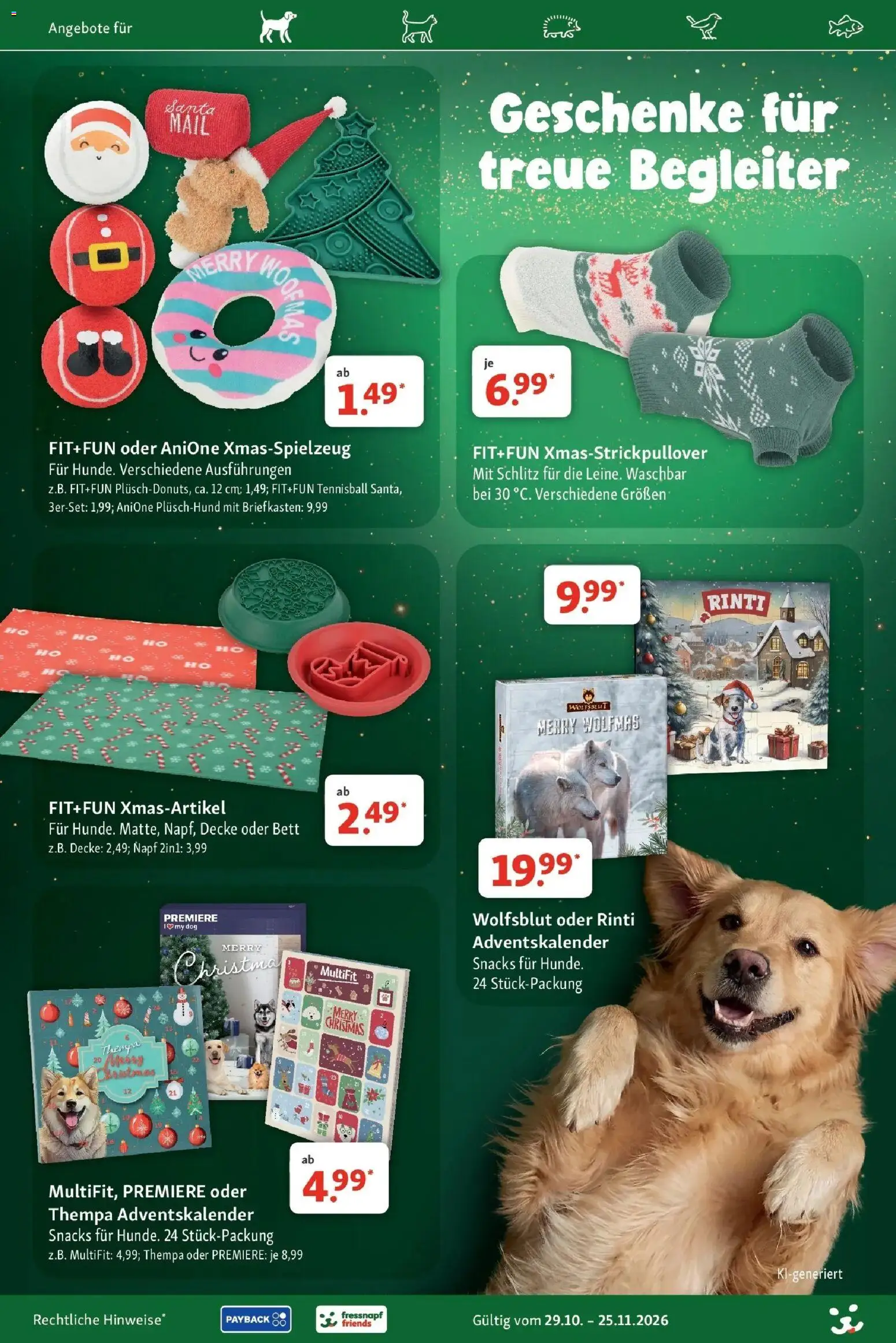 Fressnapf - Fressnapf: Tierisch viel Weihnachten schon den ganzen November (ab 29.10.2026) zum Blättern | Seite: 14 | Produkte: Bett, Decke
