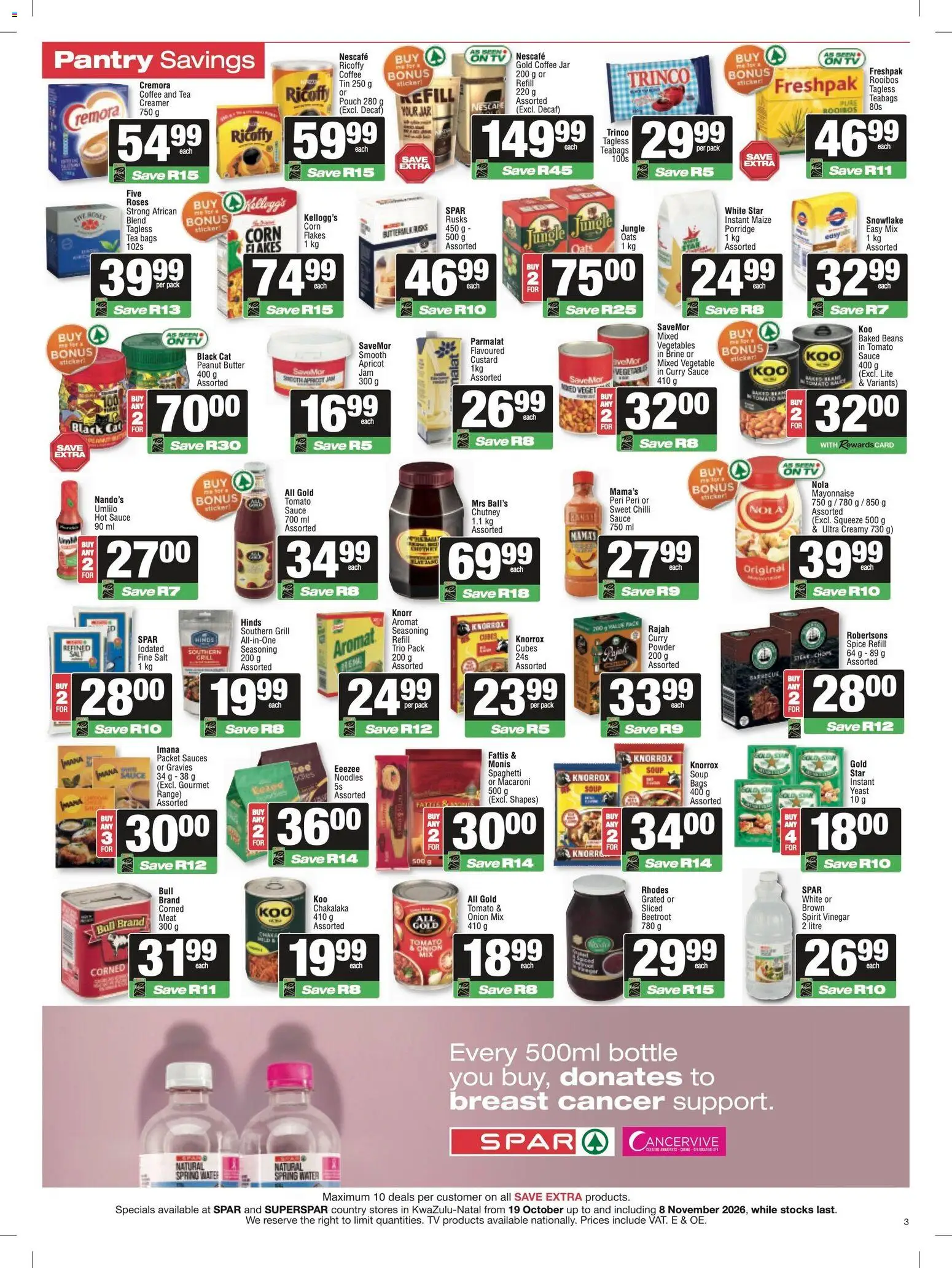 New Spar catalogue – valid from 19/10/2026 | Page: 3 | Products: Corn flakes, Sauces, Rusks, Onion