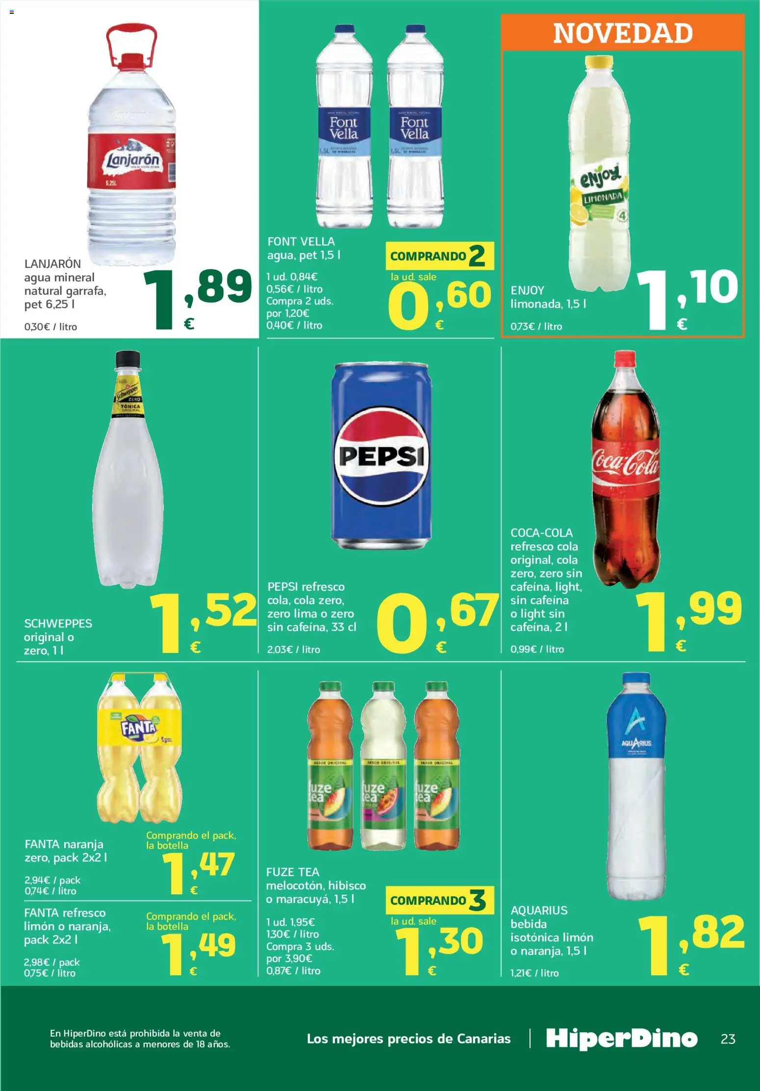 HiperDino folleto │ válido desde el 09.06.2026 | Página: 23 | Productos: Lima, Limonada, Agua mineral
