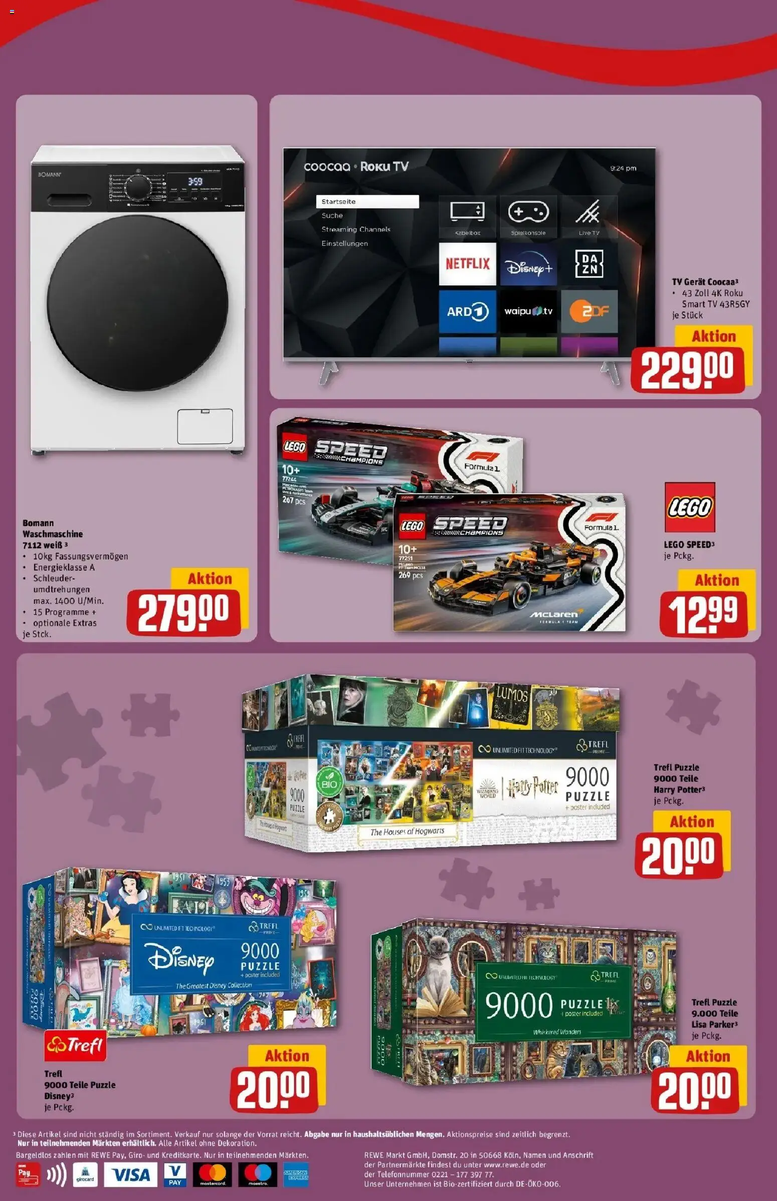 REWE Prospekt ab 05.10.2026 zum Blättern » Angebote | Seite: 4 | Produkte: Spielkonsole, Waschmaschine, Smart TV, TV