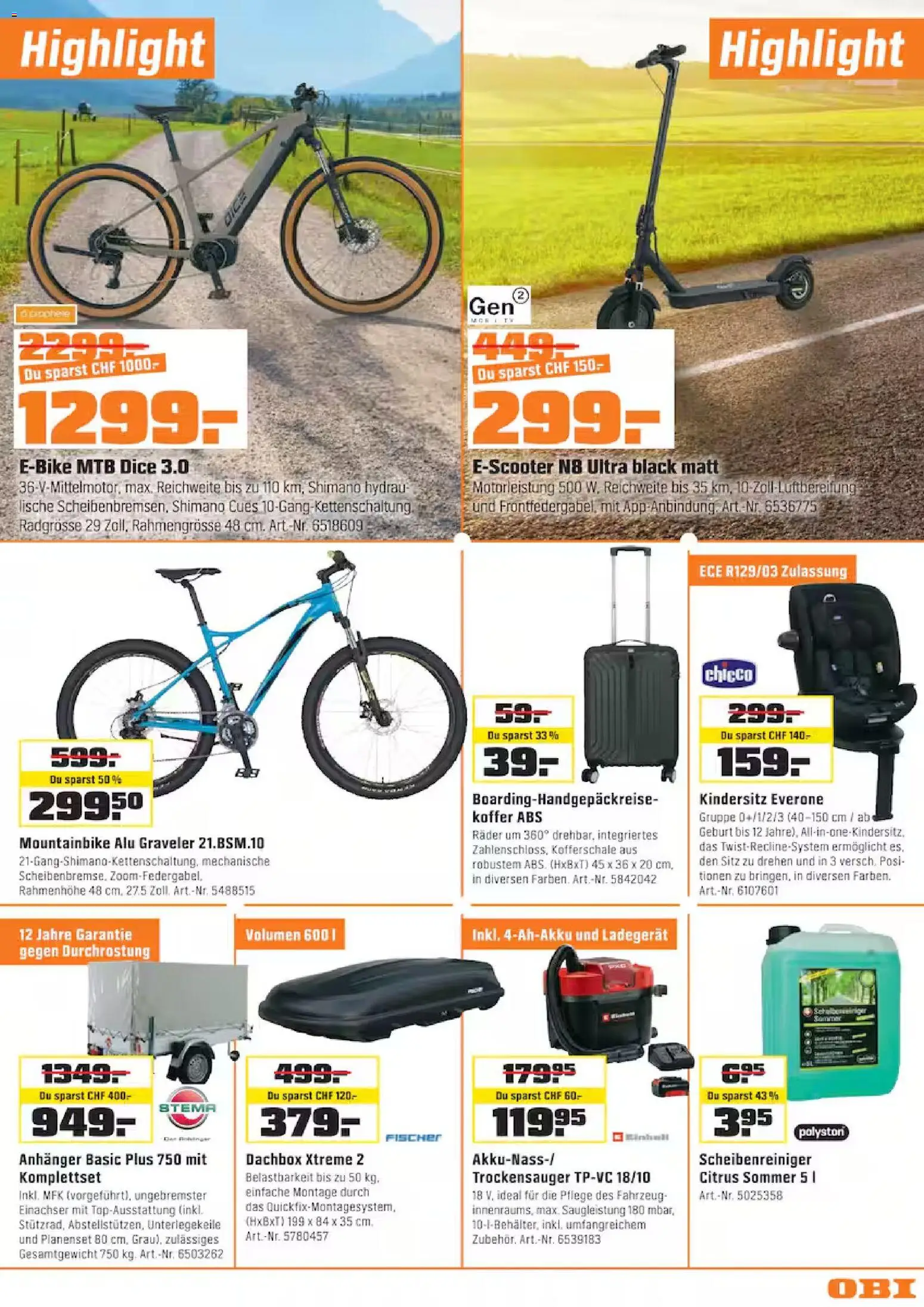 OBI aktionen – gültig ab 17.06.2026 | Seite: 9 | Produkte: Mountainbike, Koffer, Ladegerät