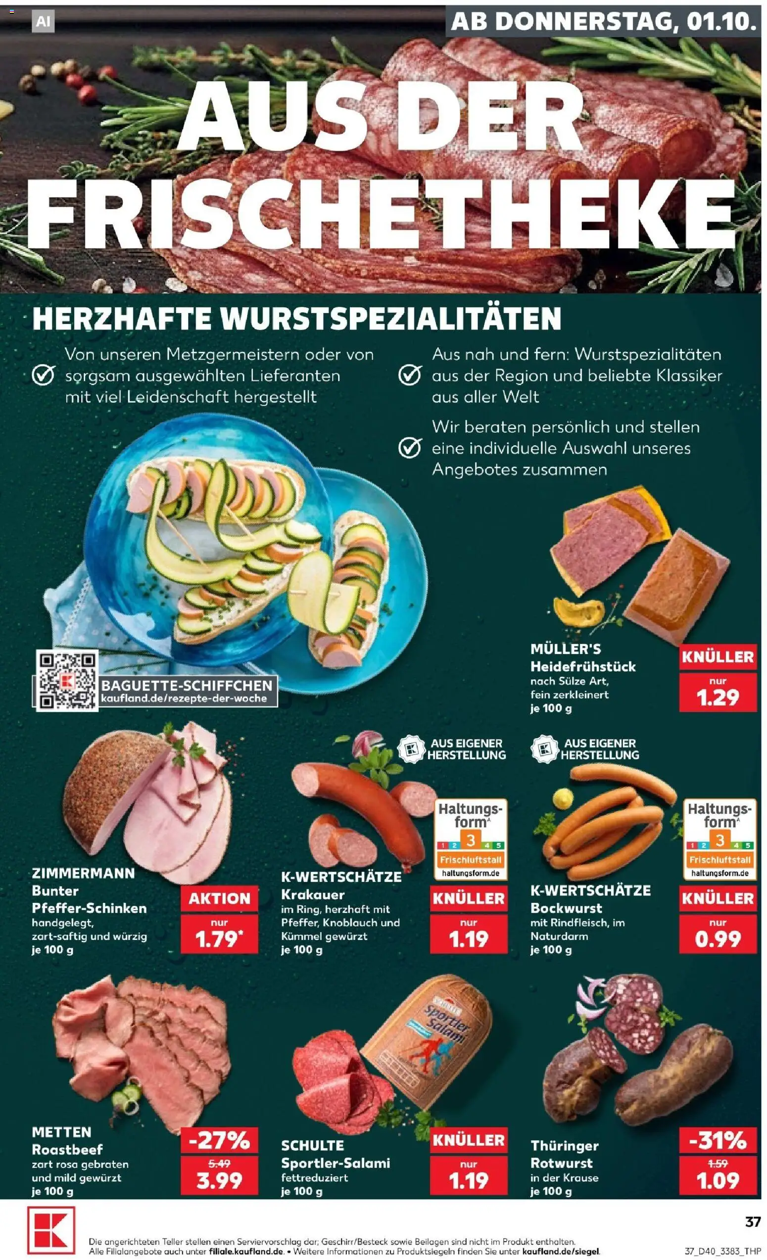 Kaufland Prospekt Frankfurt (Oder) – gültig ab 01.10.2026 | Seite: 41 | Produkte: Beilagen, Bockwurst, Roastbeef, Salami