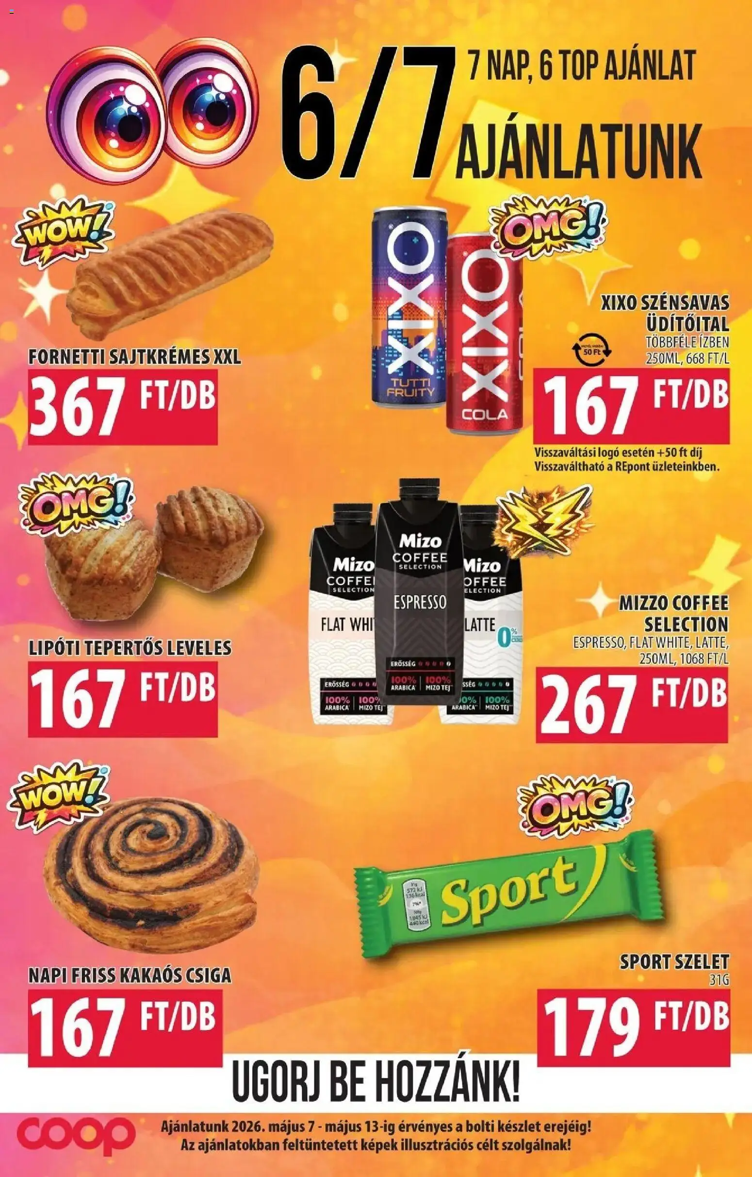 COOP Szolnok akciós ujság - amely érvényes a következő dátumtól: 07.05.2026 | Oldal: 7 | Termékek: Cola, Tej, Kakaós csiga