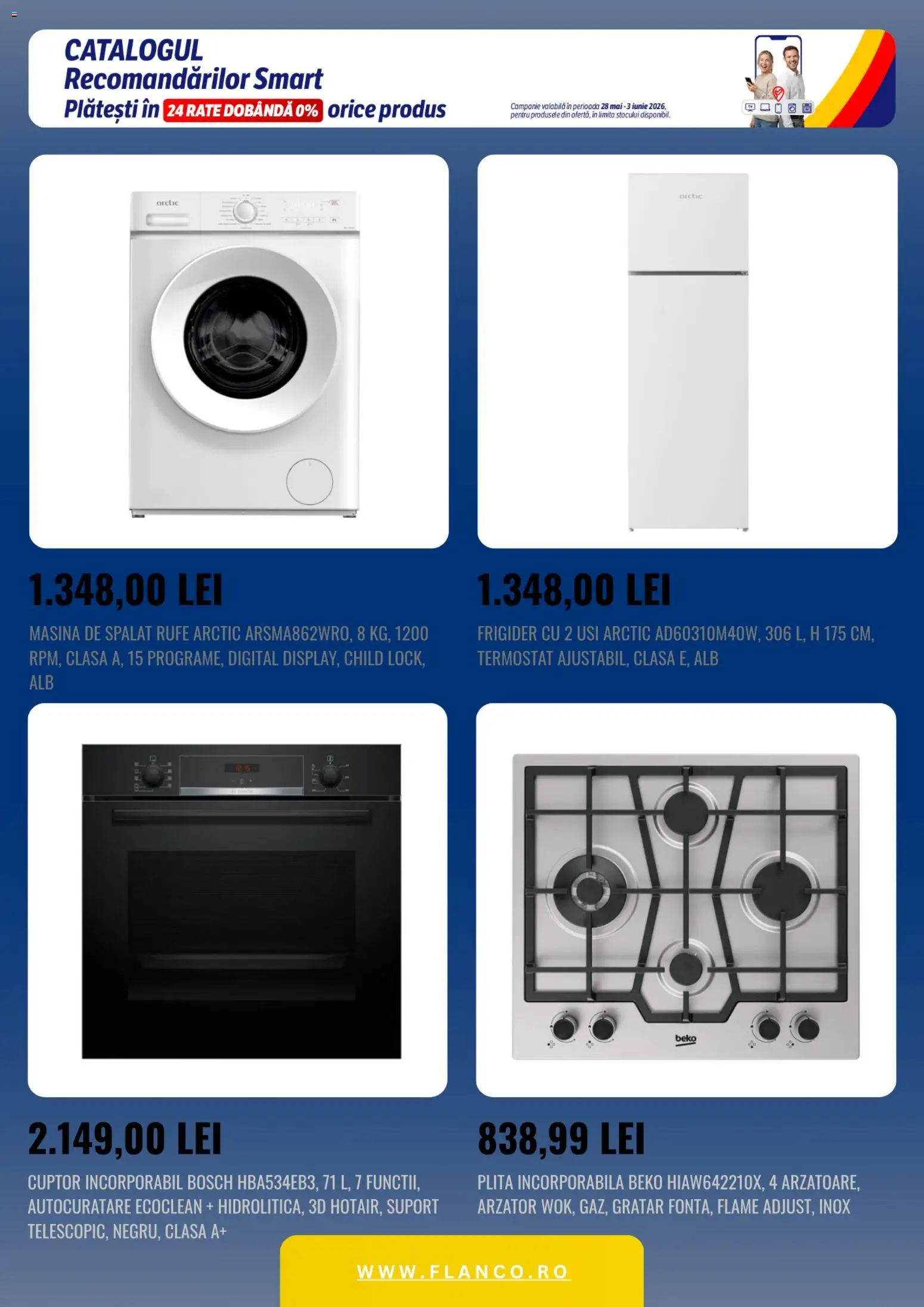Noul catalog Flanco – valabil de la 28.05.2026 | Pagină: 2 | Produse: Frigider, Mașină De Spălat, Cuptor, Grătar