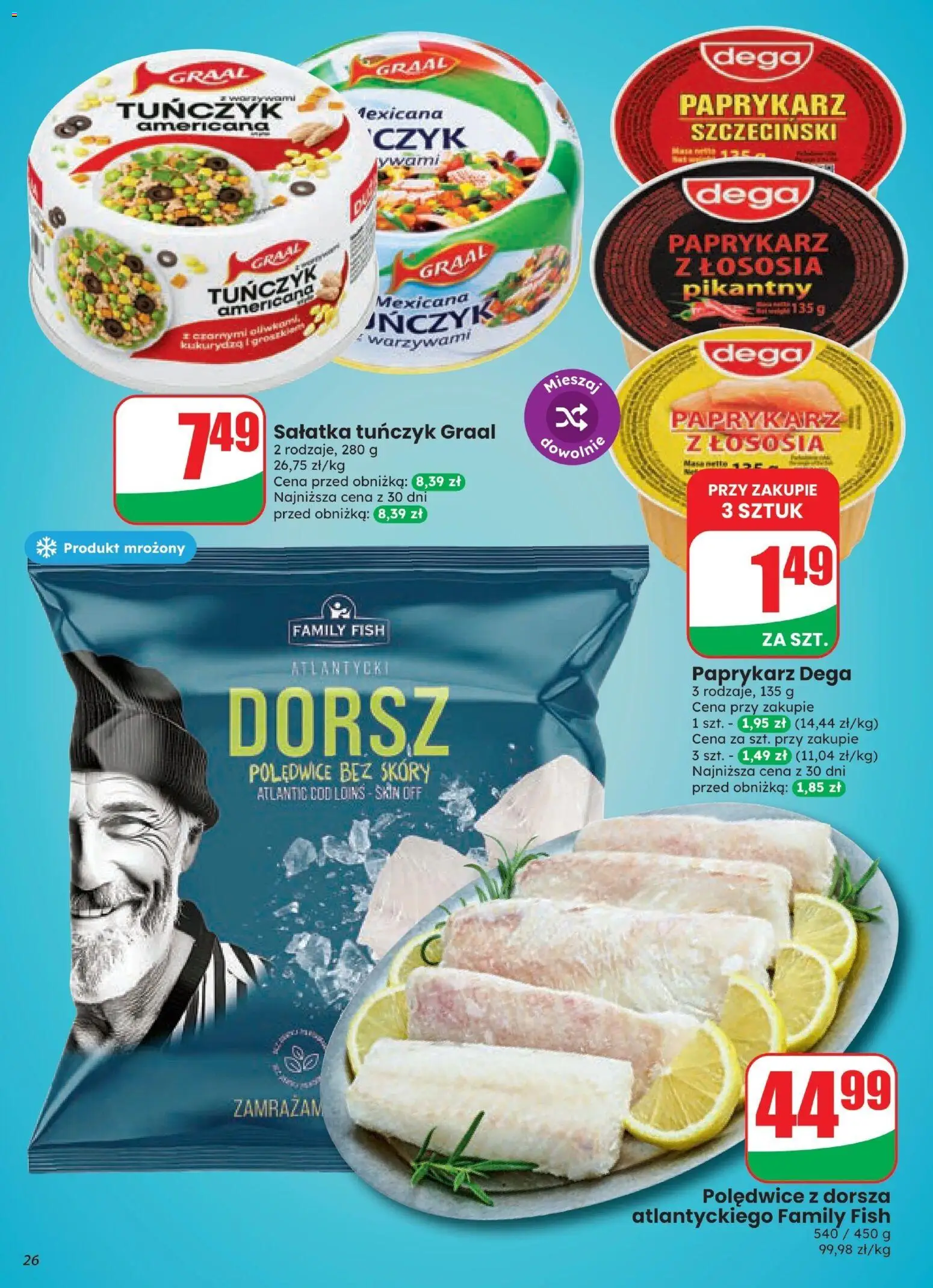 Dino gazetka od 07.10.2026 | Strona: 26 | Produkty: Paprykarz, Dorsz, Tuńczyk Graal, Sałatka