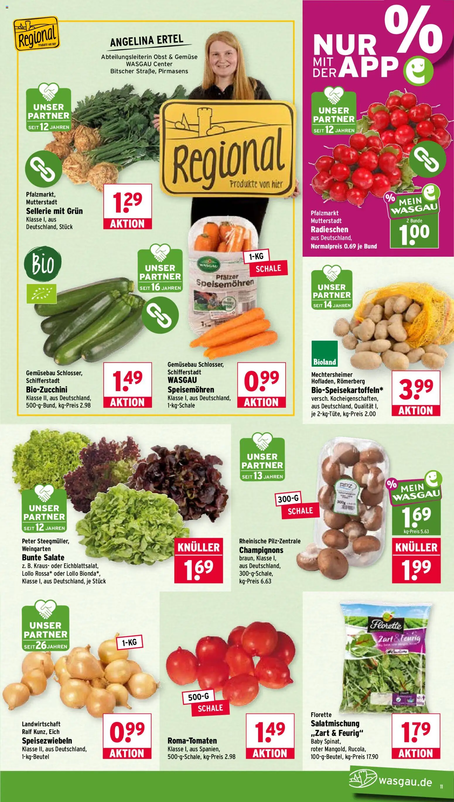 Wasgau Prospekt – gültig ab 31.08.2026 | Seite: 11 | Produkte: Champignons, Gemüse, Obst